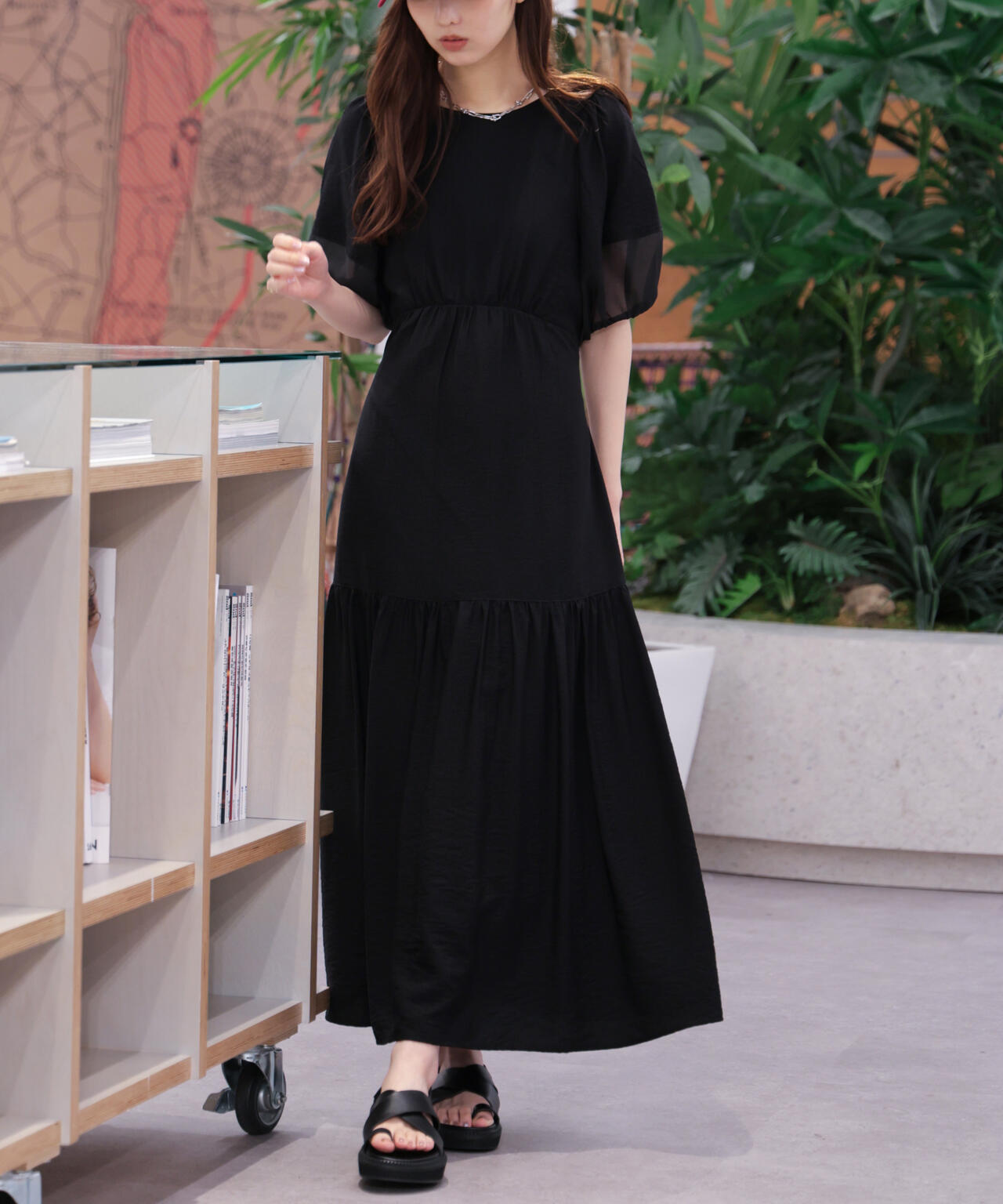 ランタンスリーブバックリボンワンピース