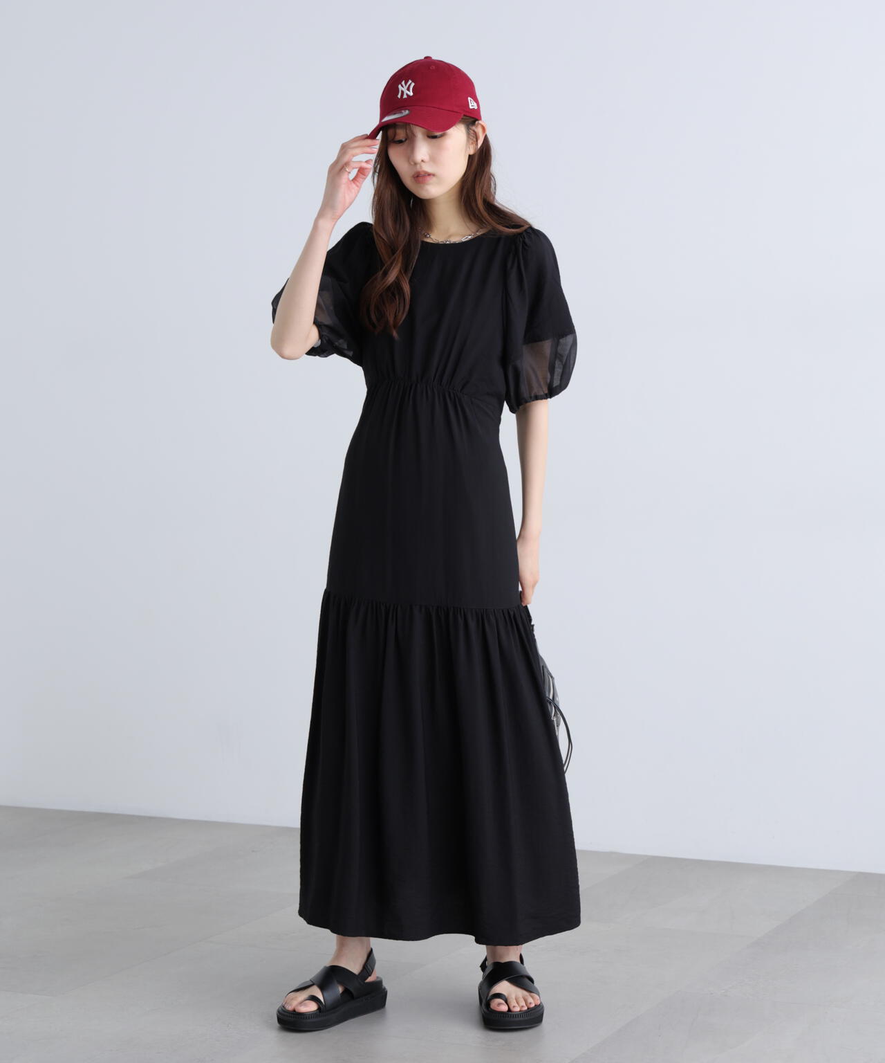 ランタンスリーブバックリボンワンピース