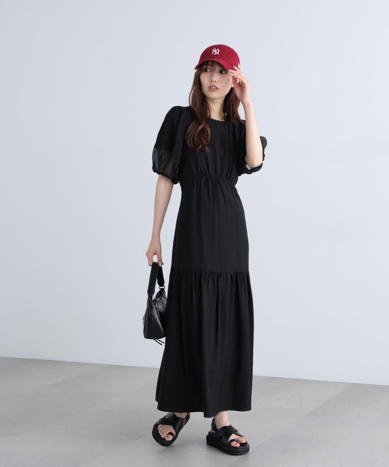 ランタンスリーブバックリボンワンピース