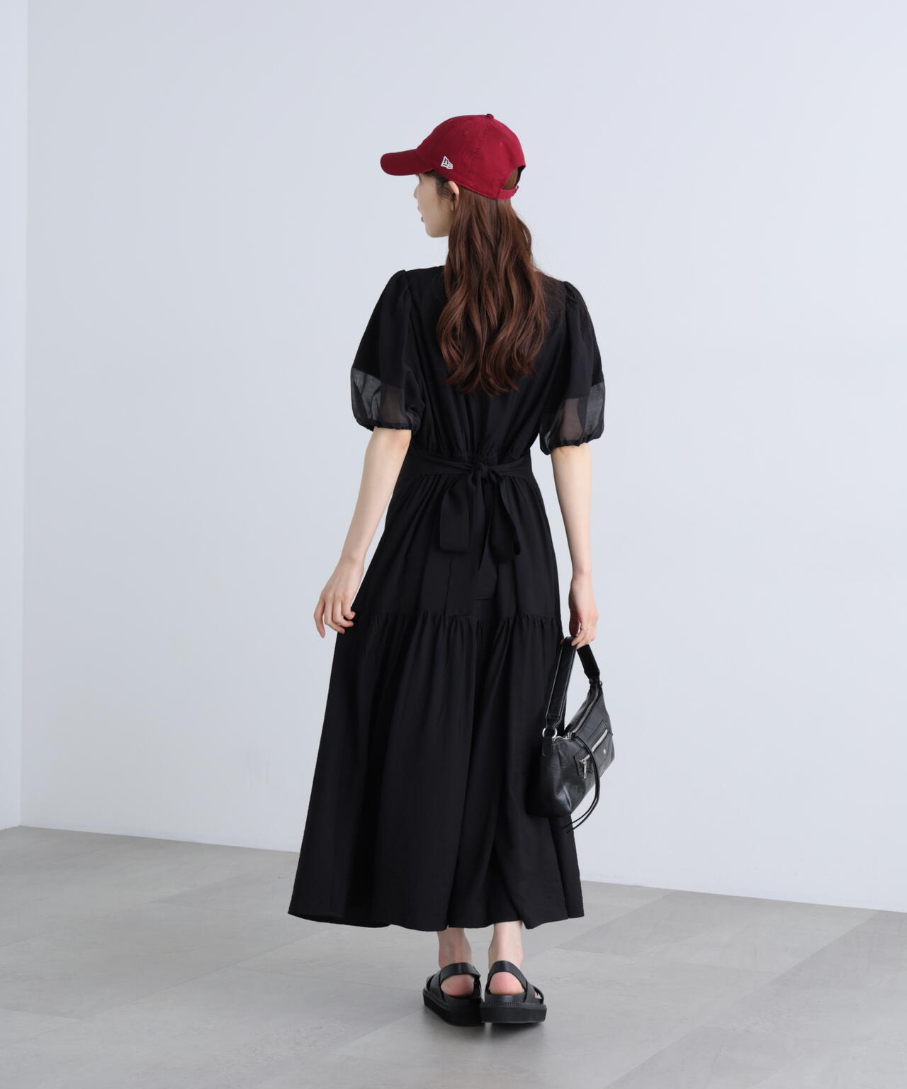 ランタンスリーブバックリボンワンピース