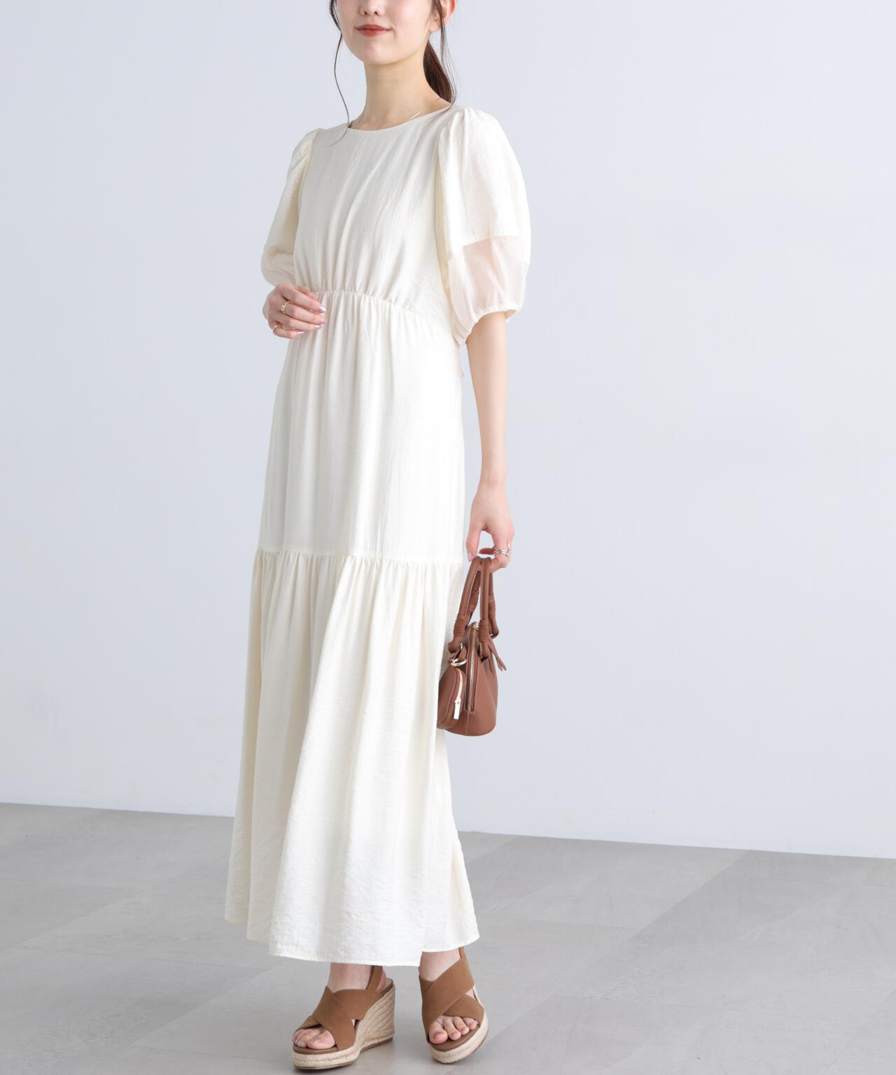 ランタンスリーブバックリボンワンピース