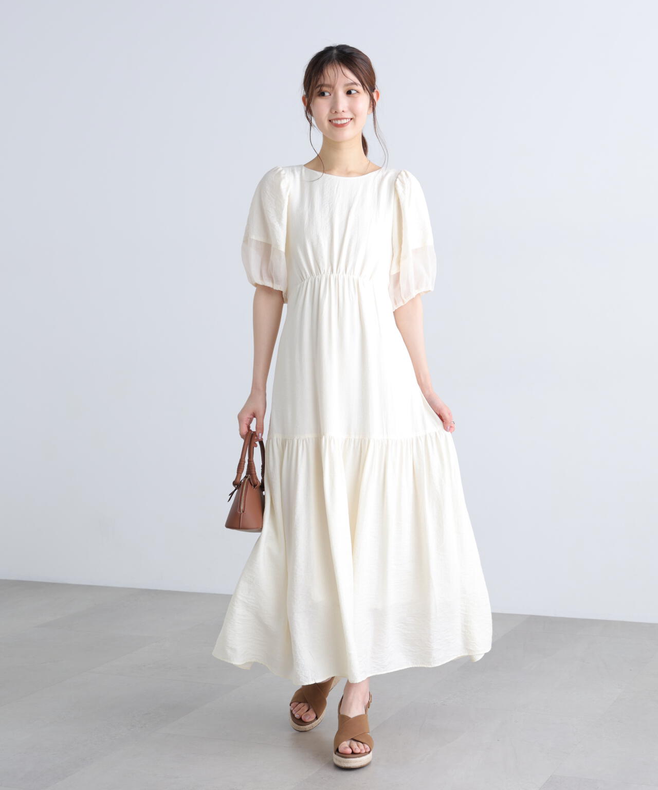 ランタンスリーブバックリボンワンピース