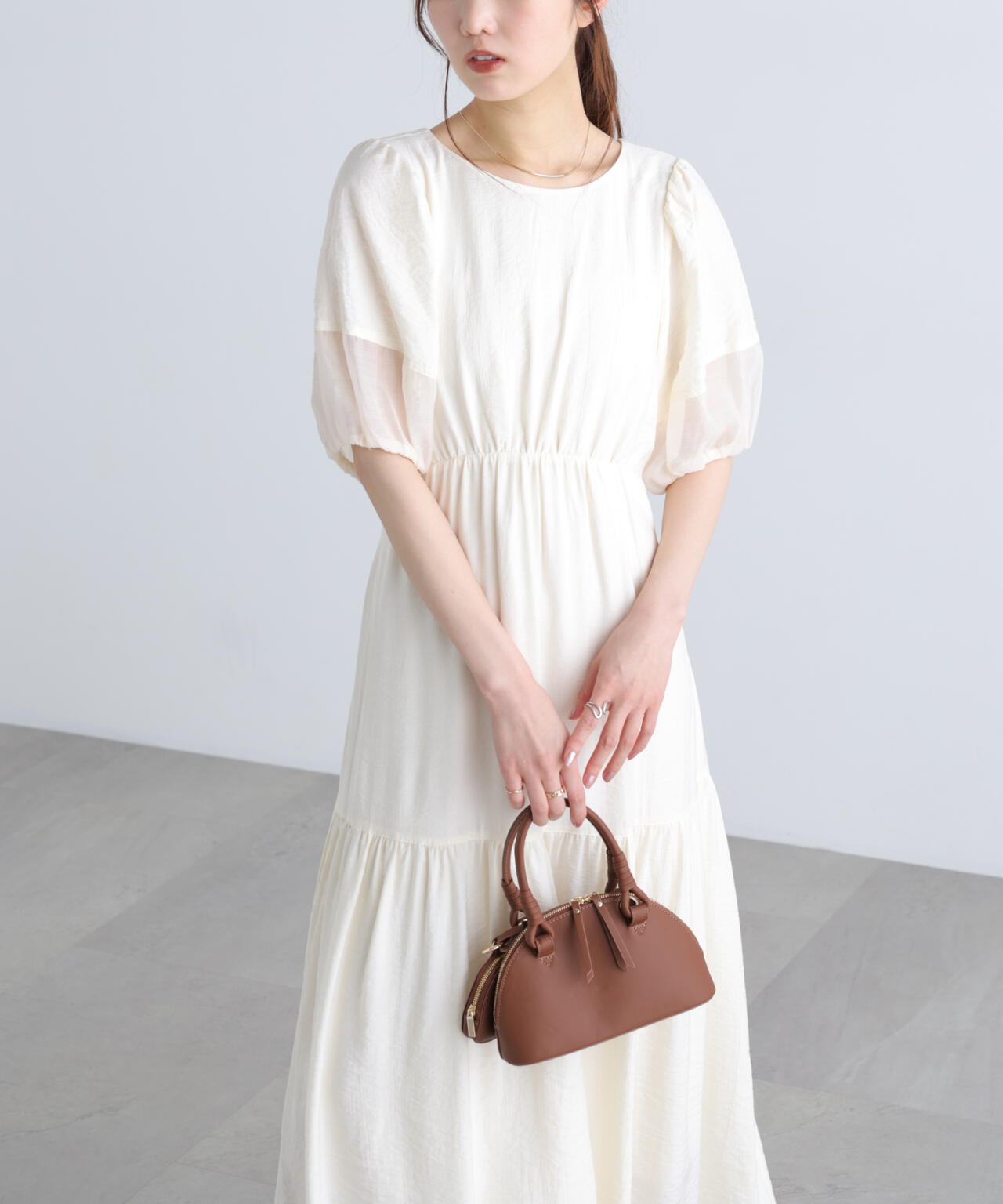 ランタンスリーブバックリボンワンピース