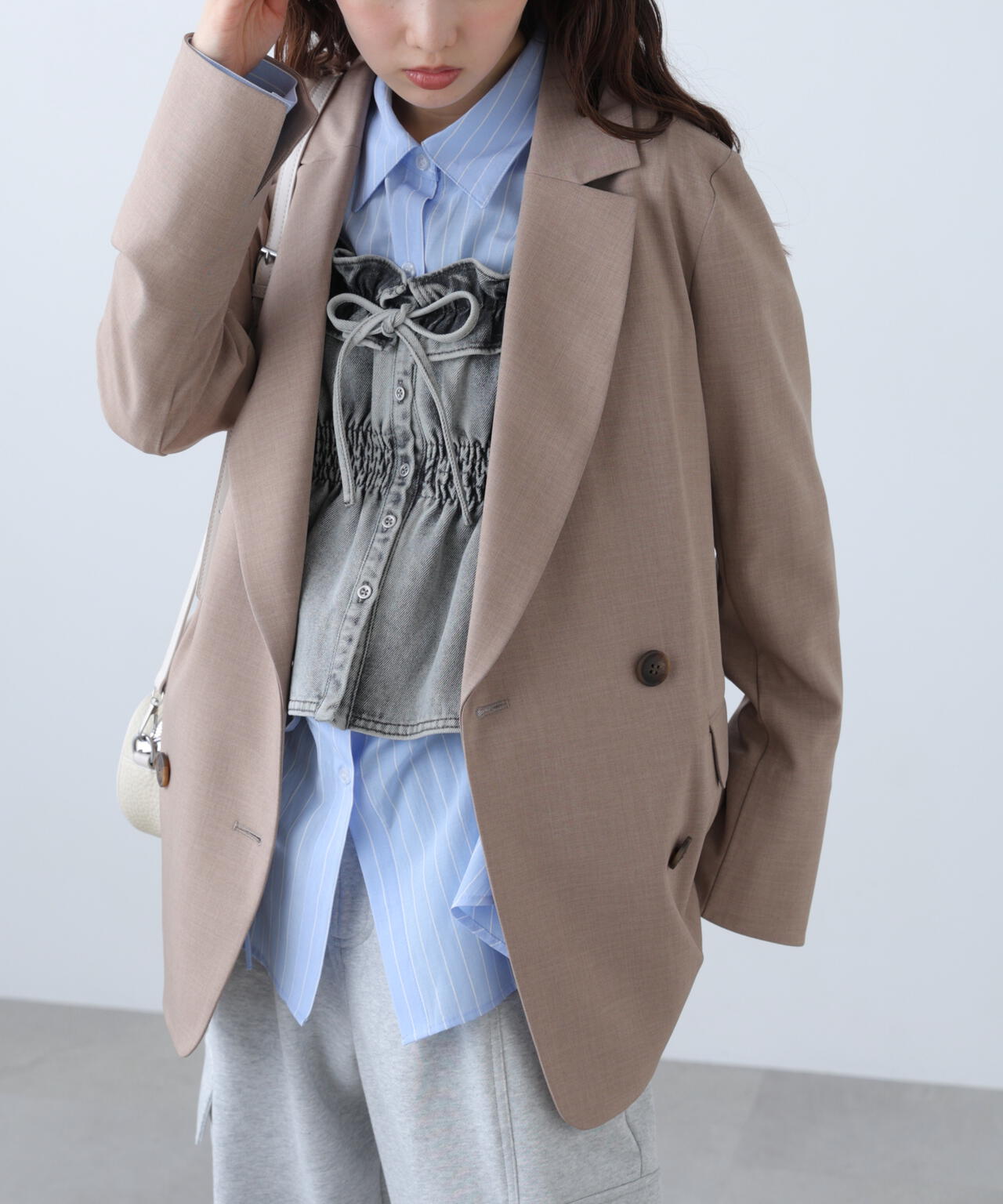 梳毛調合繊ダブルブレストジャケット