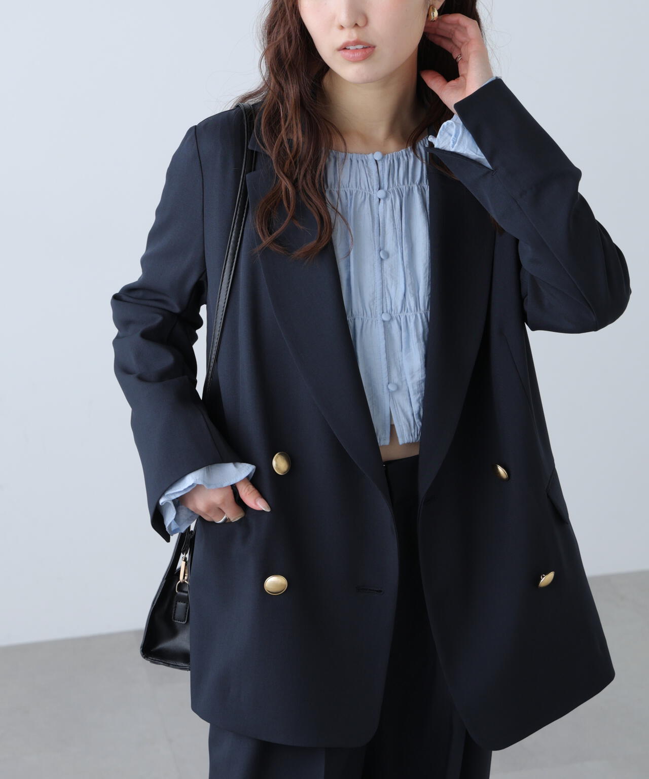 梳毛調合繊ダブルブレストジャケット