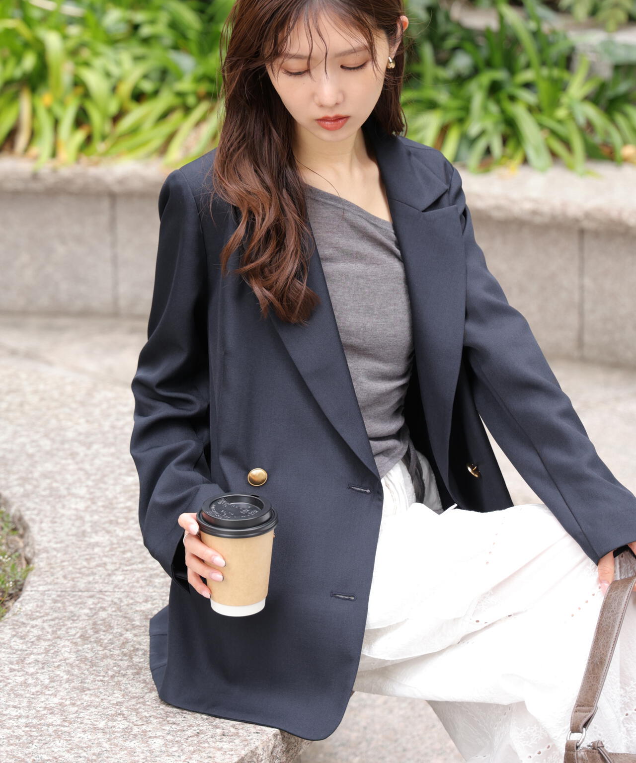 MISA　JUSGLITTY ダブルブレストジャケット 金ボタン ジャスグリッティー JUSGLITTY ダブル釦テーラードジャケット ブレザー