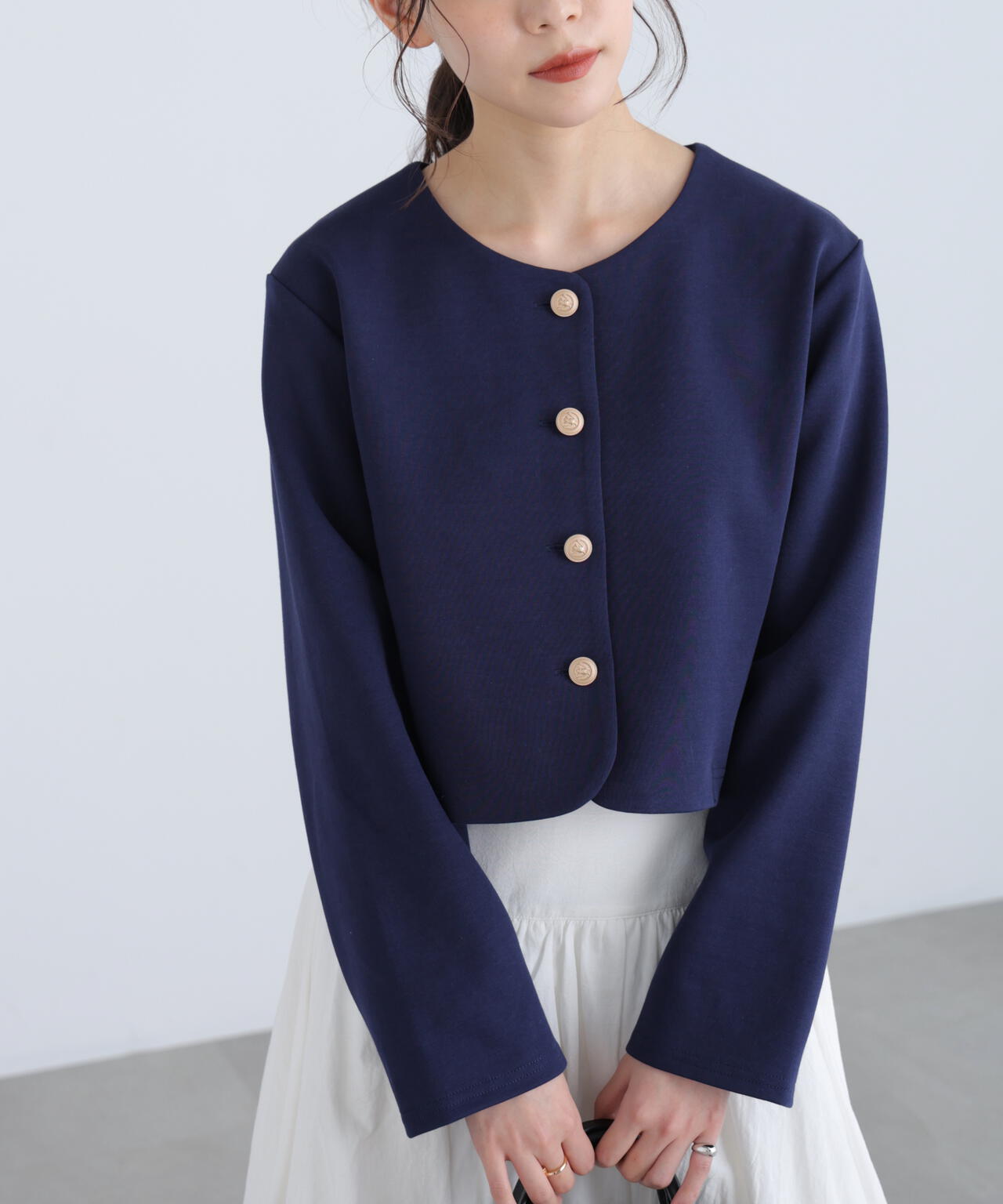 金ボタンノーカラージャケット