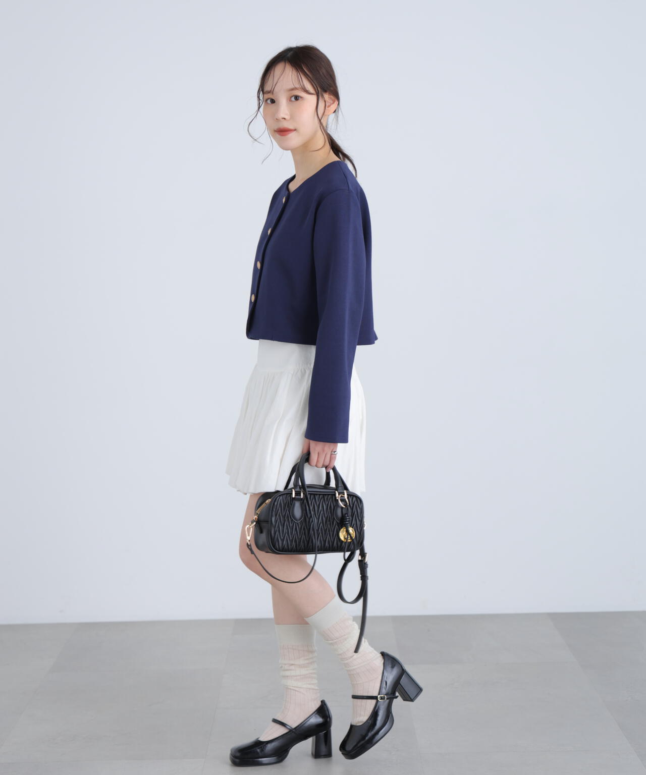 金ボタンノーカラージャケット