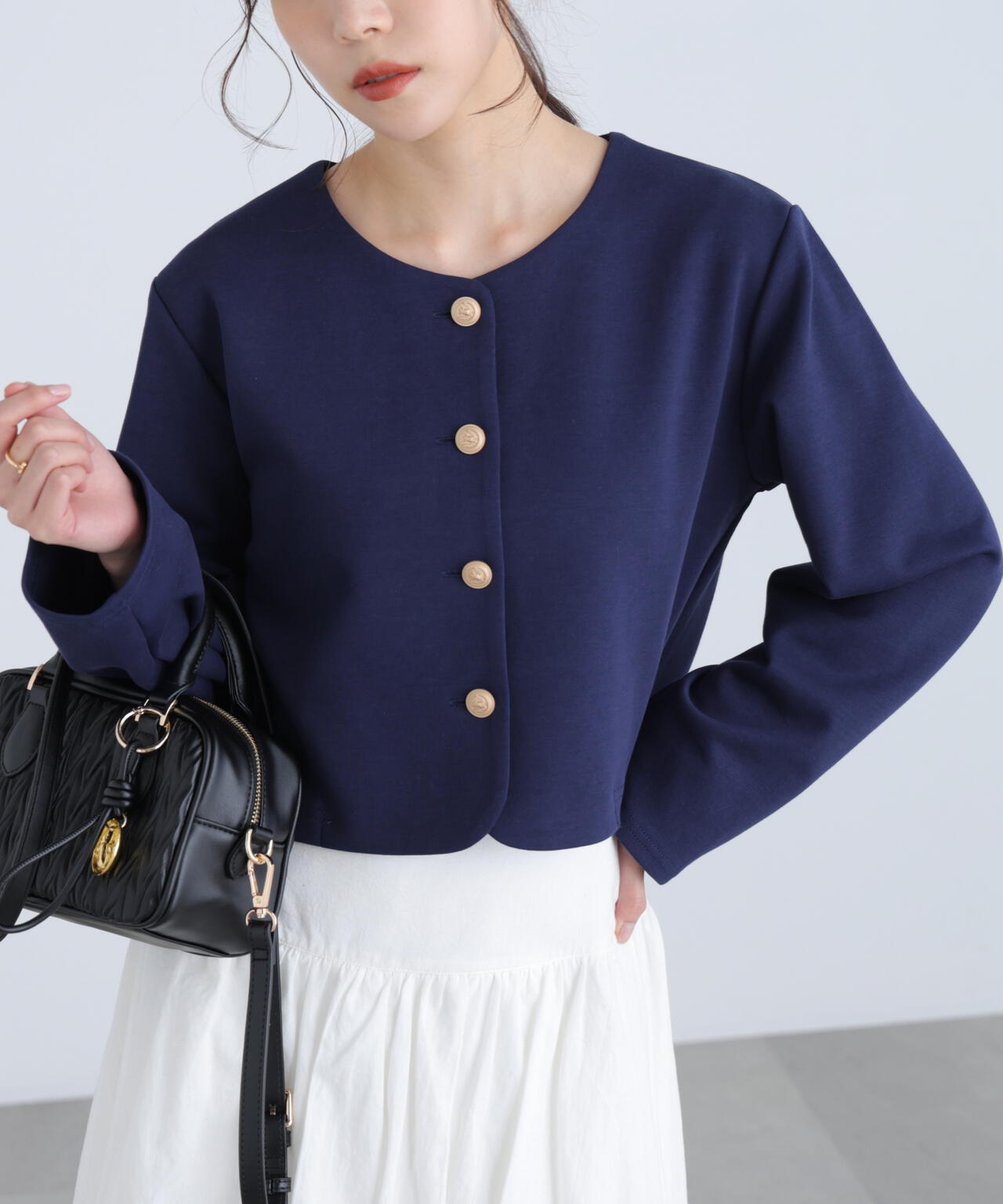 ネイビー ノーカラージャケット ゴールドボタン Pierrot｜ゴールドボタンノーカラージャケット | Rakuten Fashion(楽天