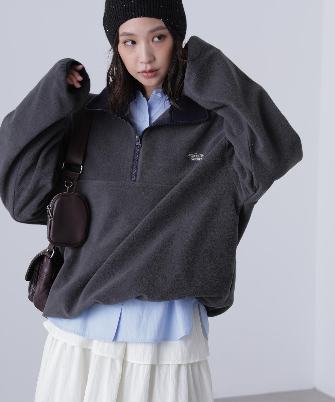 フリースハーフジッププルオーバー