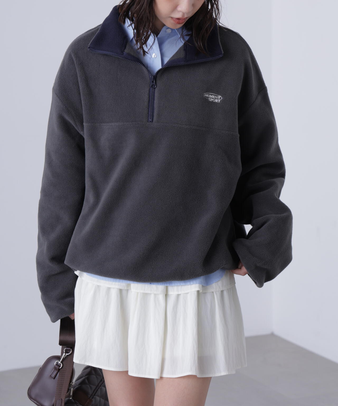 フリースハーフジッププルオーバー