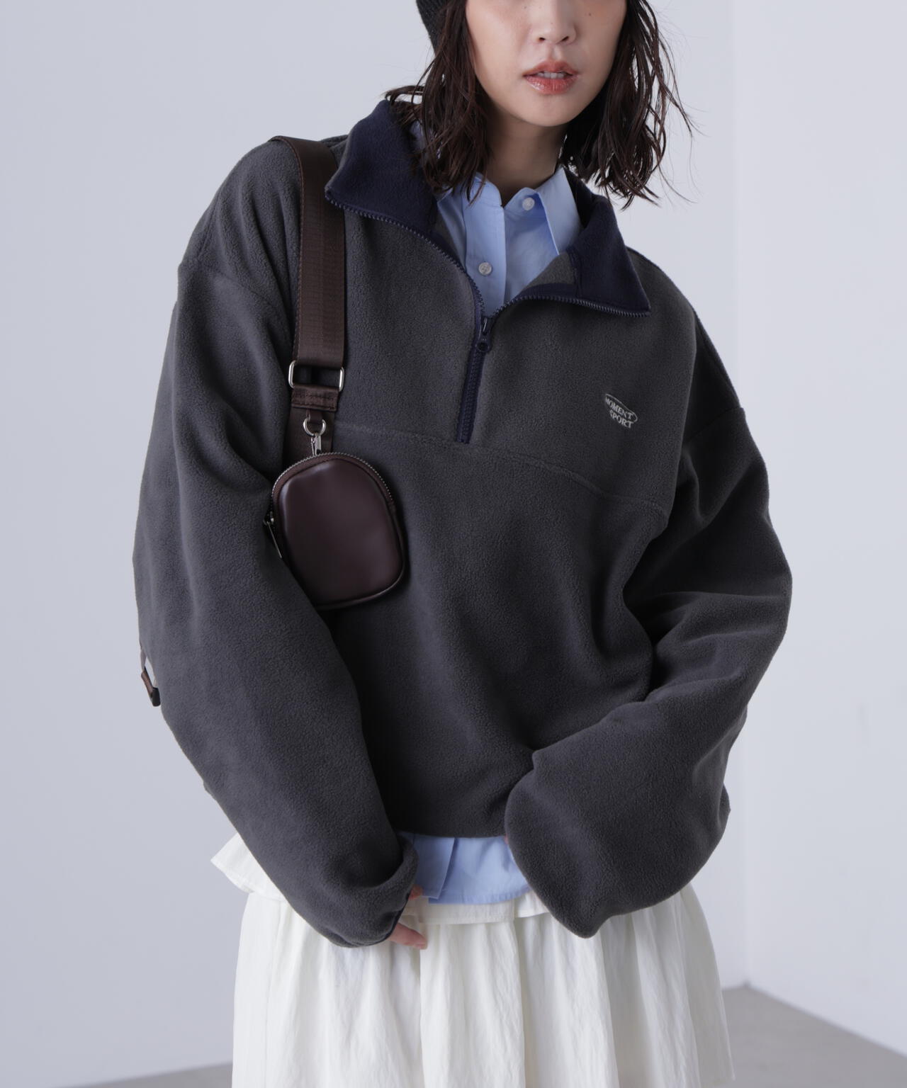 フリースハーフジッププルオーバー