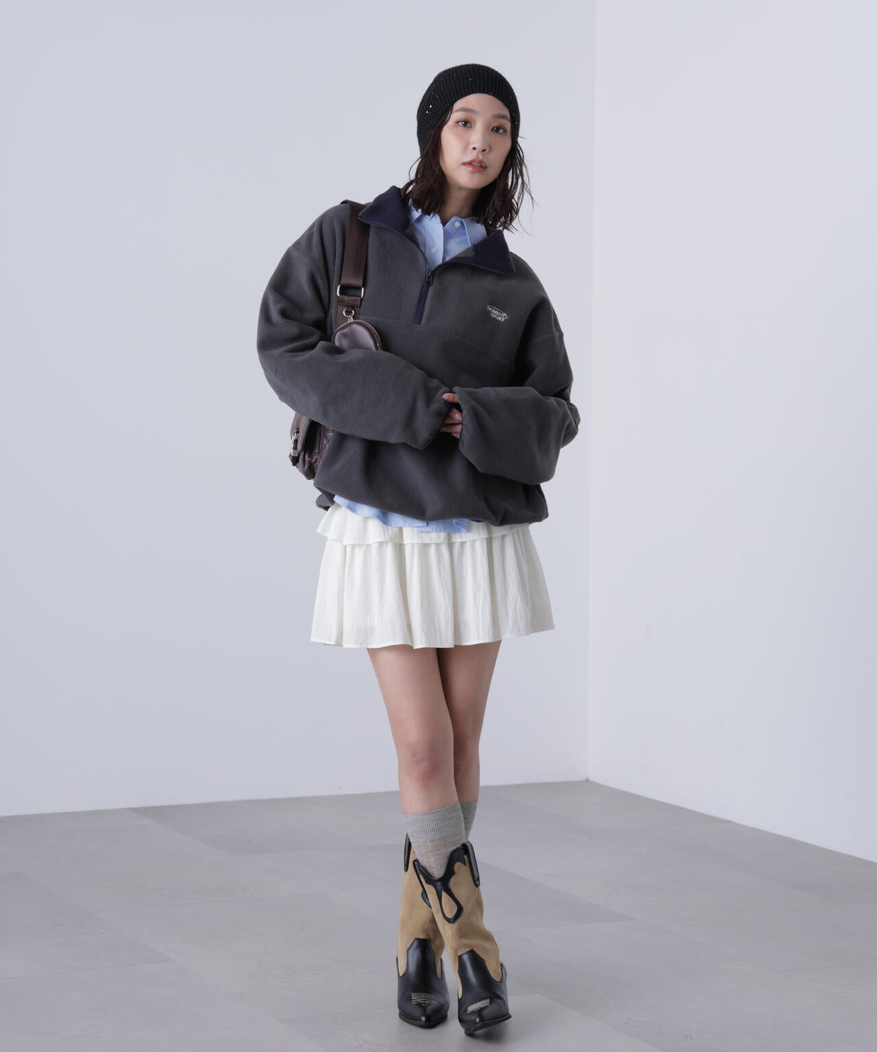 フリースハーフジッププルオーバー