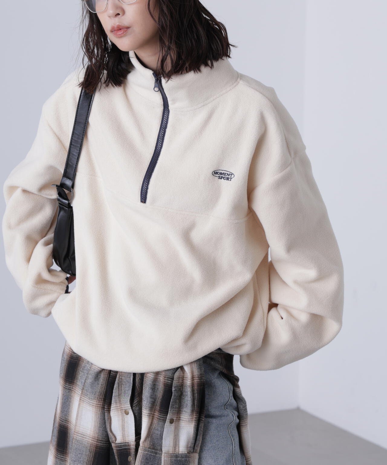 フリースハーフジッププルオーバー