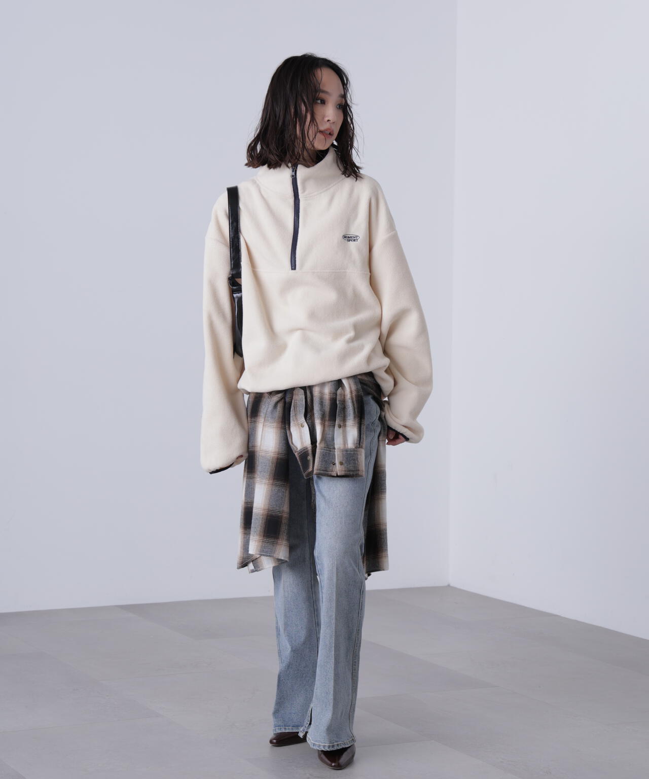 フリースハーフジッププルオーバー