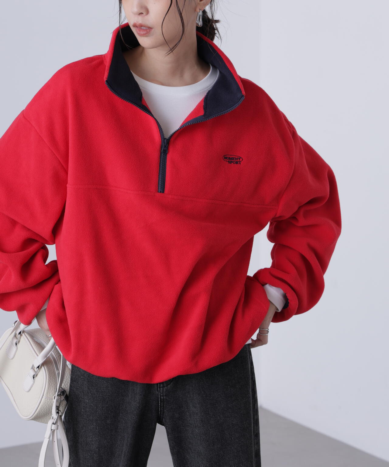 フリースハーフジッププルオーバー