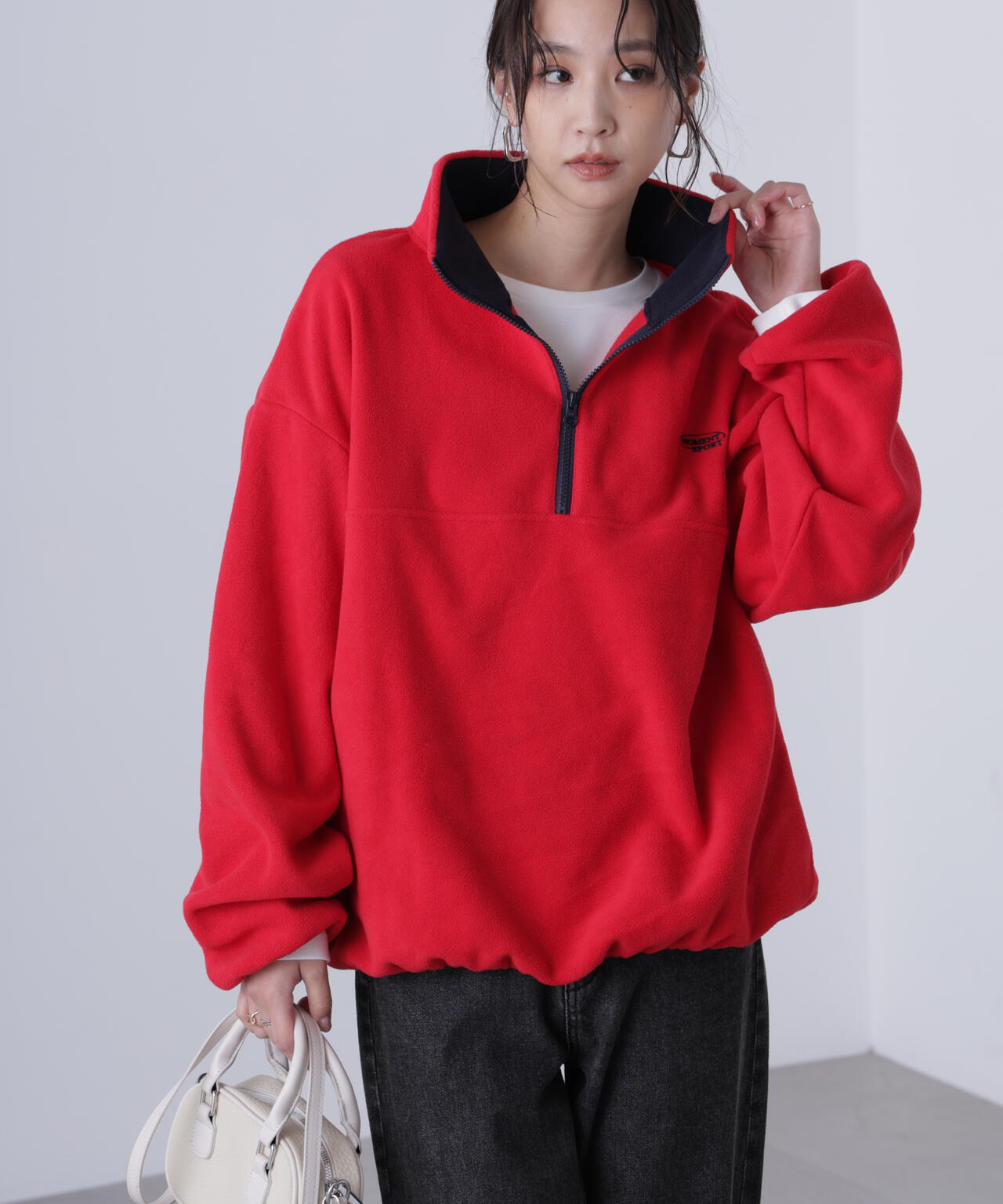 フリースハーフジッププルオーバー