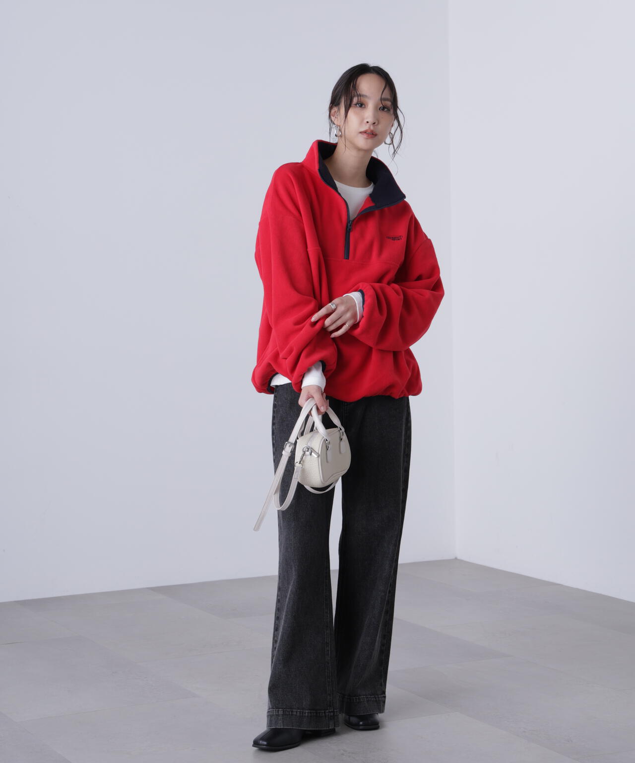 フリースハーフジッププルオーバー