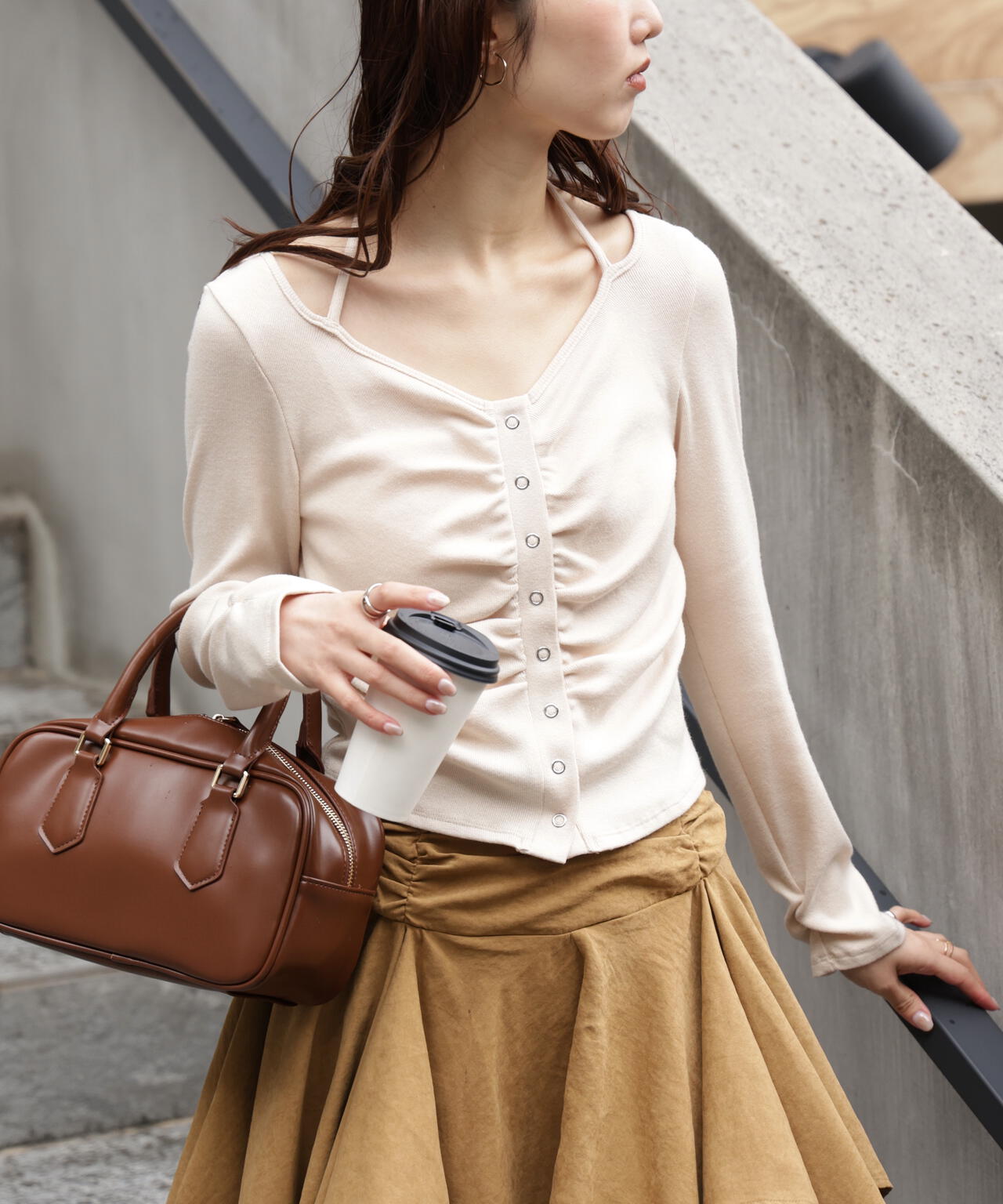 追加生産予約】フロントギャザーデコルテカットソー | FREE'S