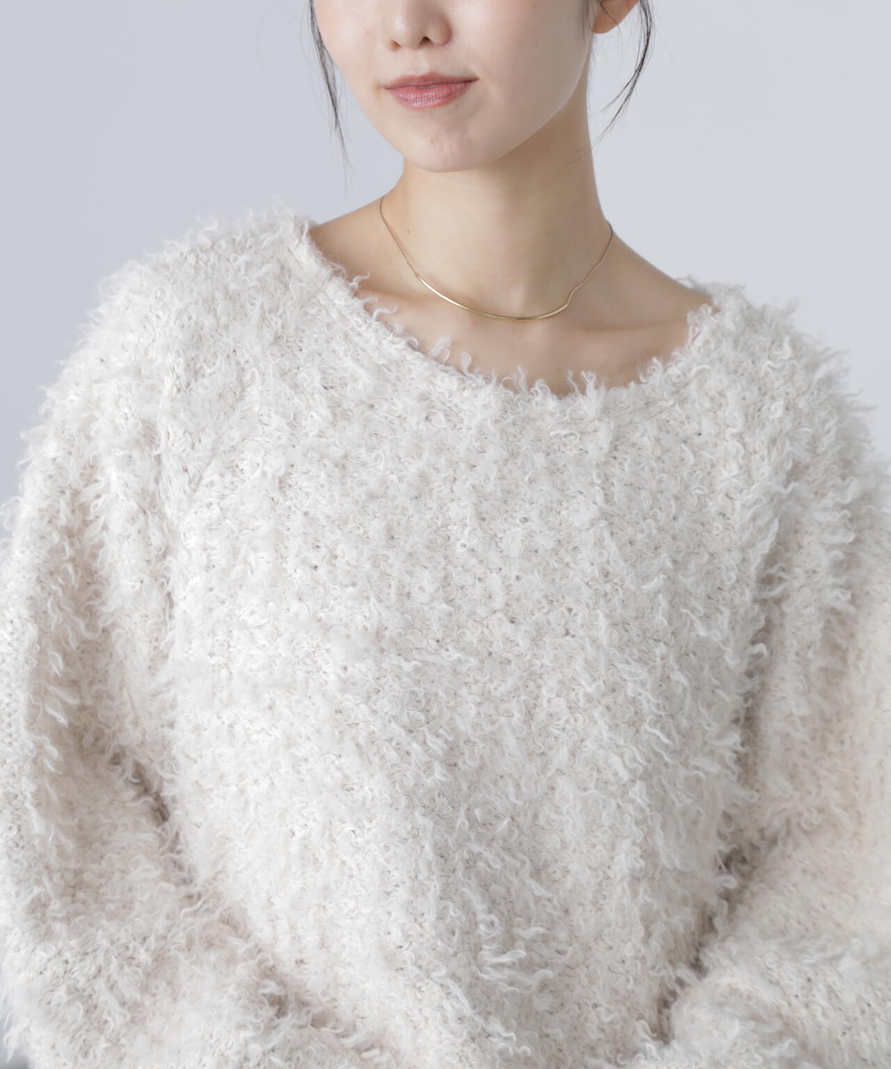 プードルボアショート丈ニットソー