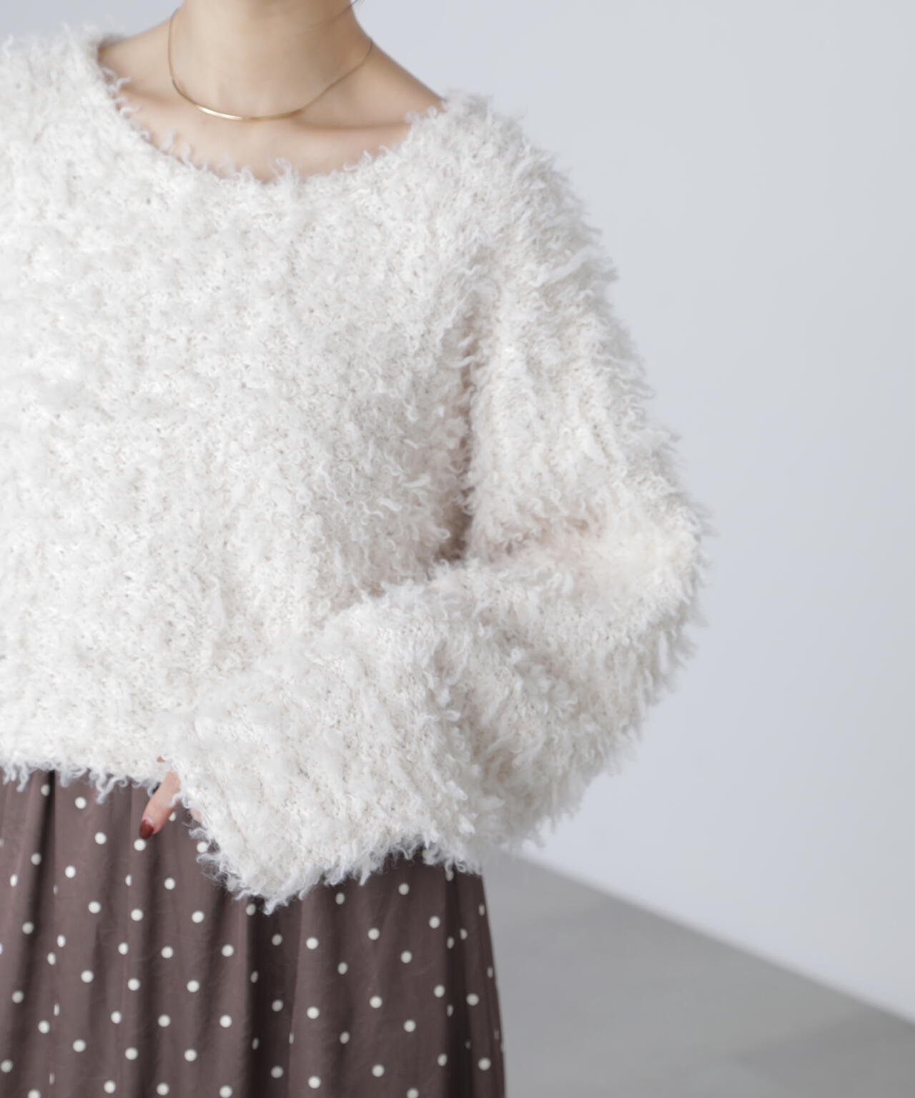 プードルボアショート丈ニットソー