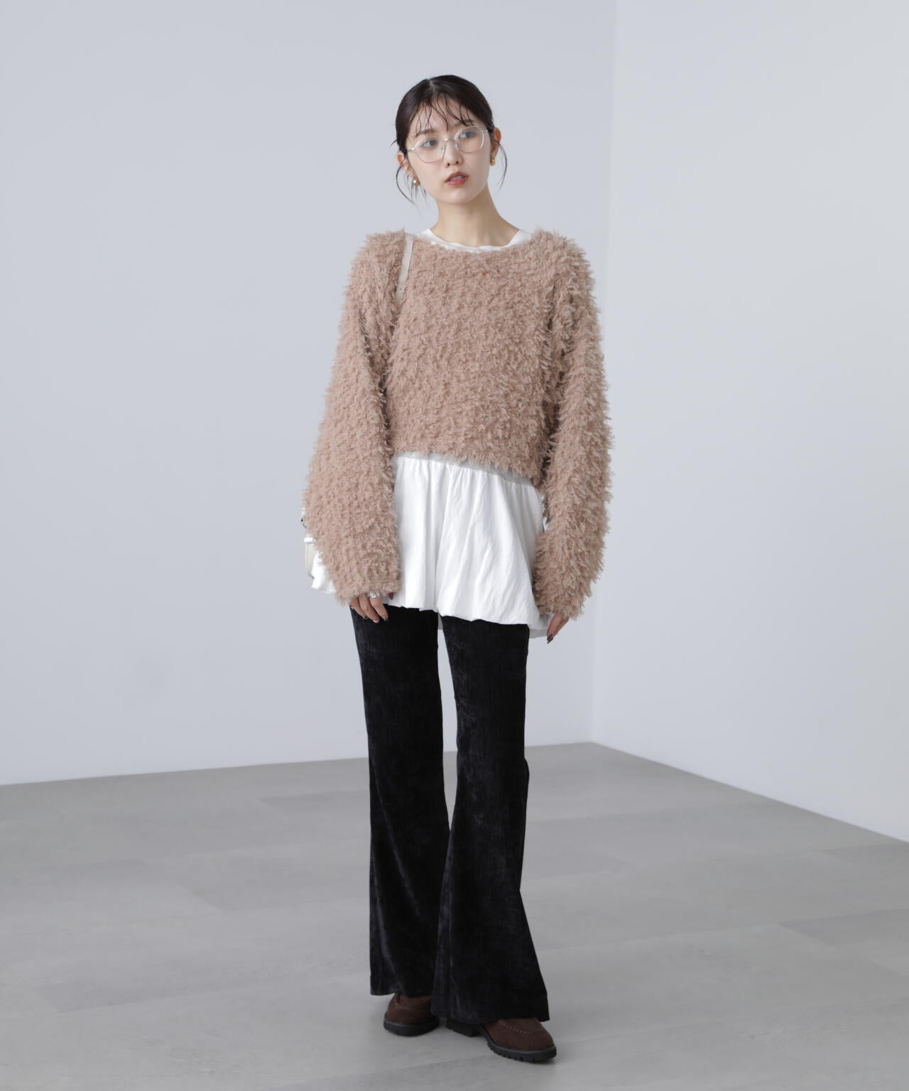 プードルボアショート丈ニットソー