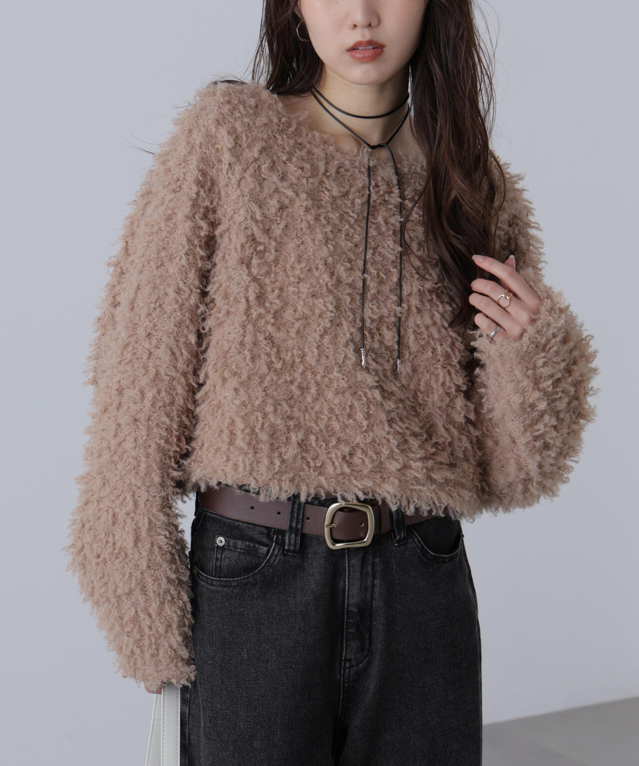 プードルボアショート丈ニットソー