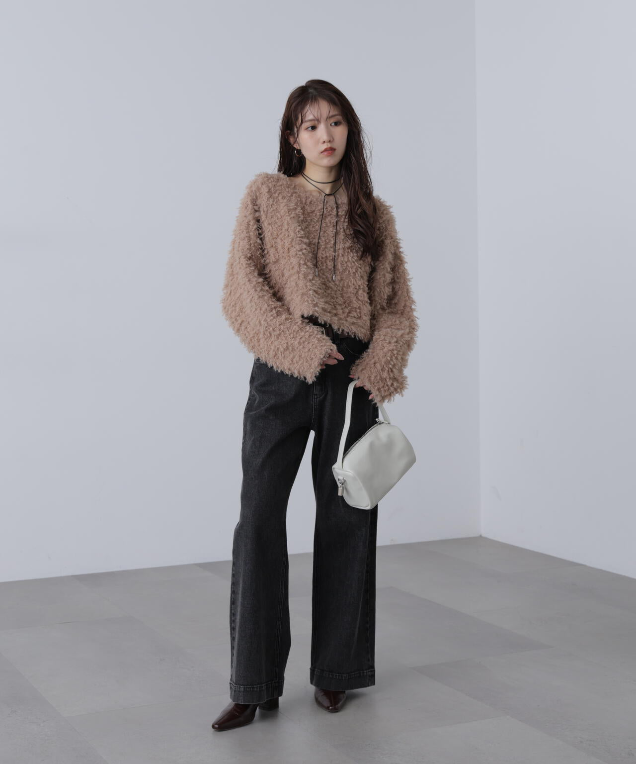 プードルボアショート丈ニットソー