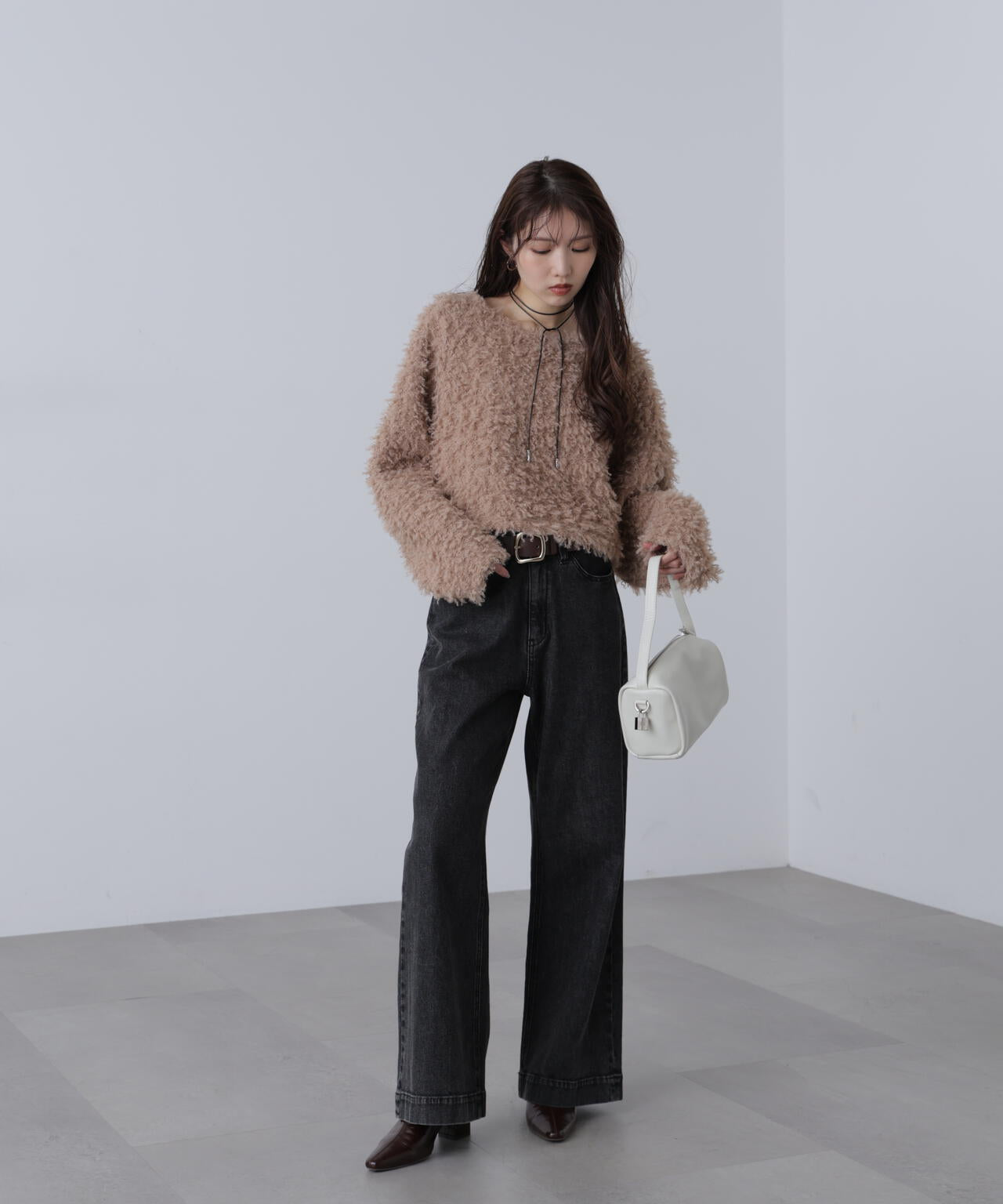 プードルボアショート丈ニットソー