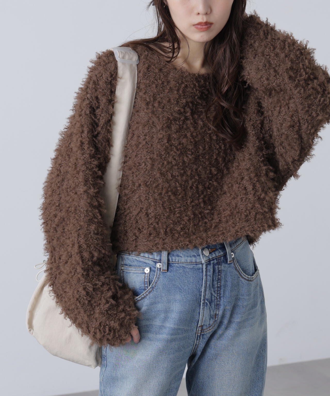 プードルボアショート丈ニットソー