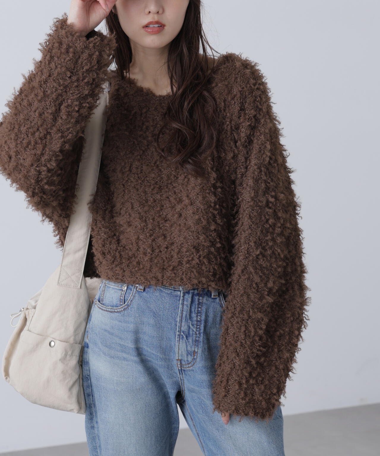 プードルボアショート丈ニットソー