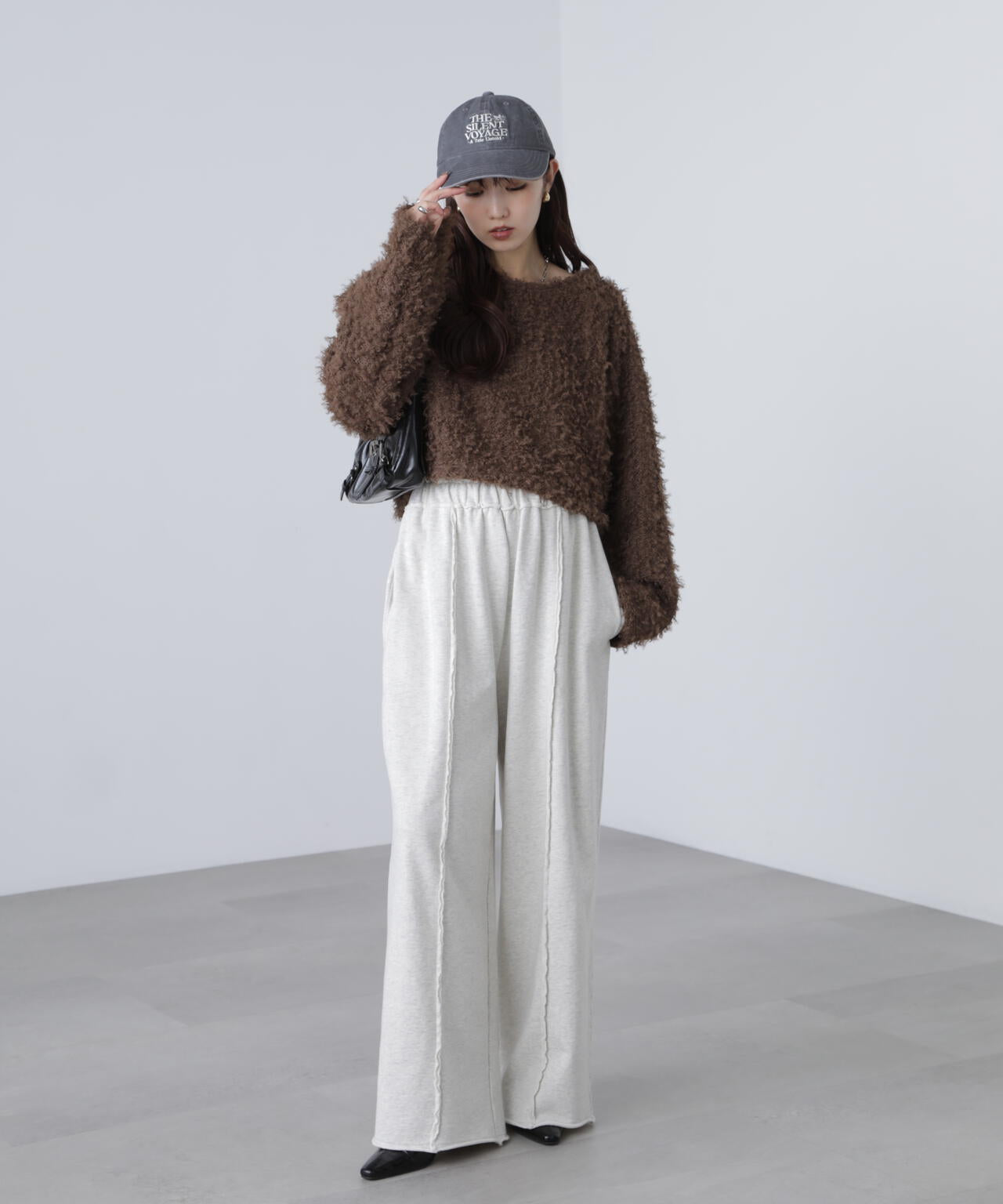 プードルボアショート丈ニットソー