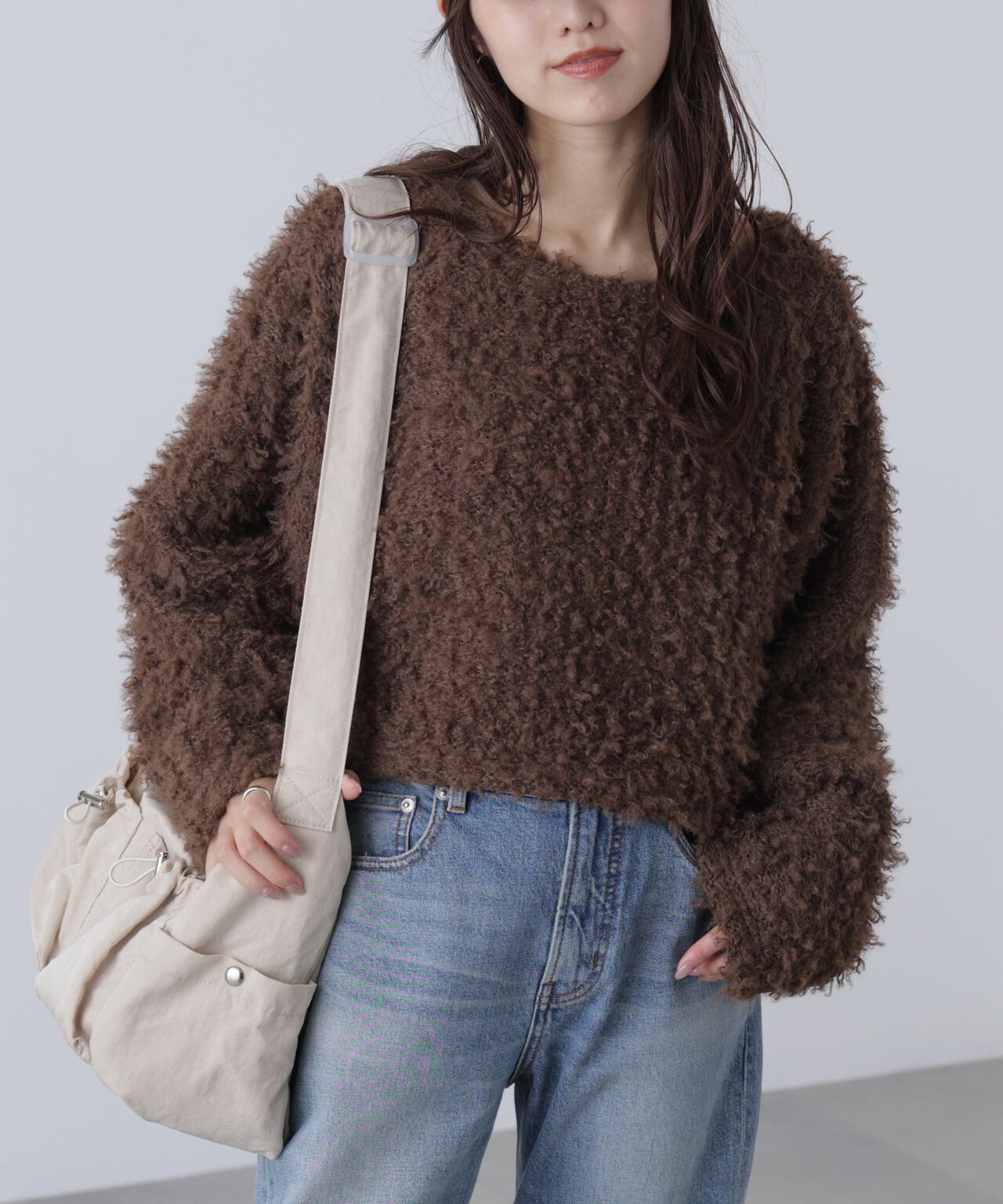 プードルボアショート丈ニットソー