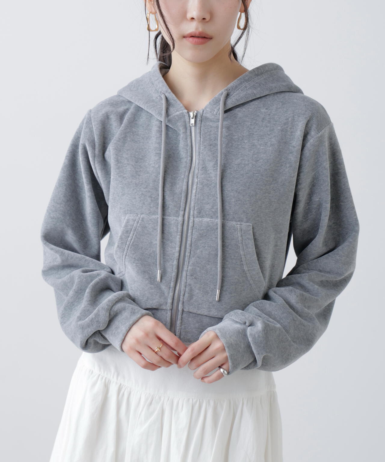 Ｗジップベロアパーカー