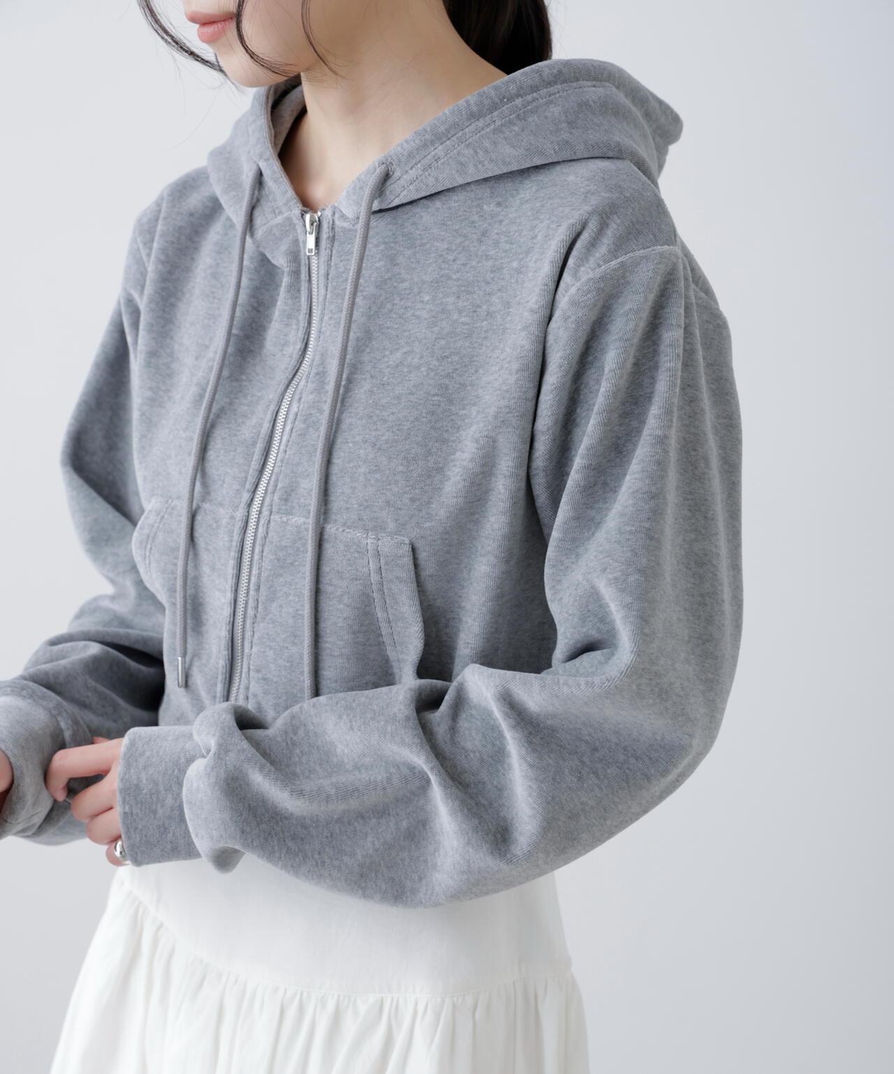 Ｗジップベロアパーカー