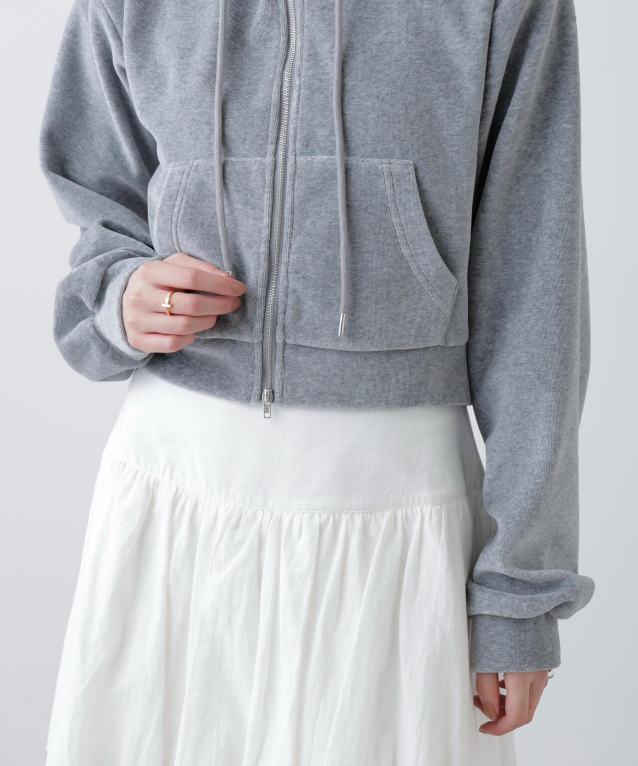 Ｗジップベロアパーカー