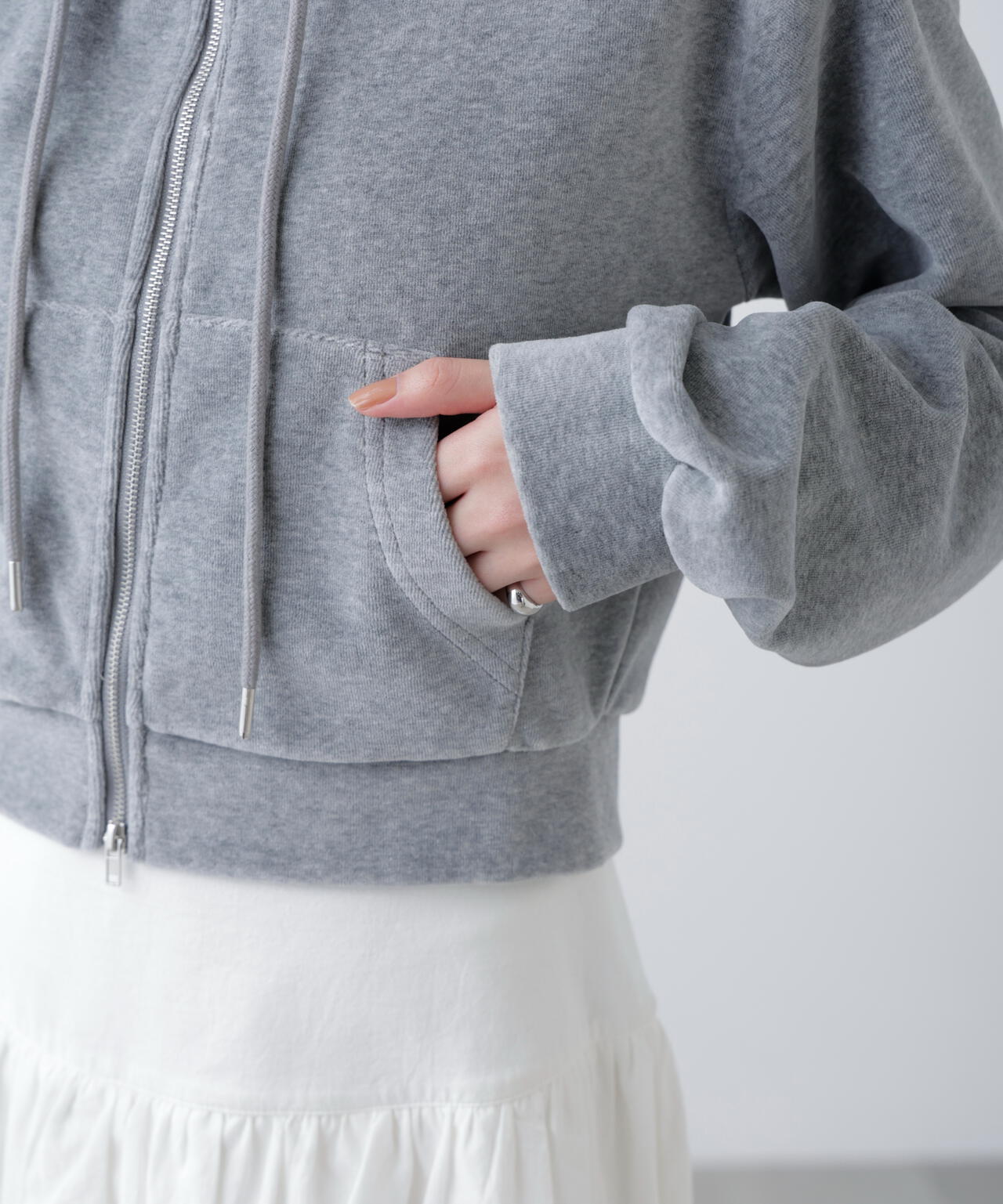 Ｗジップベロアパーカー