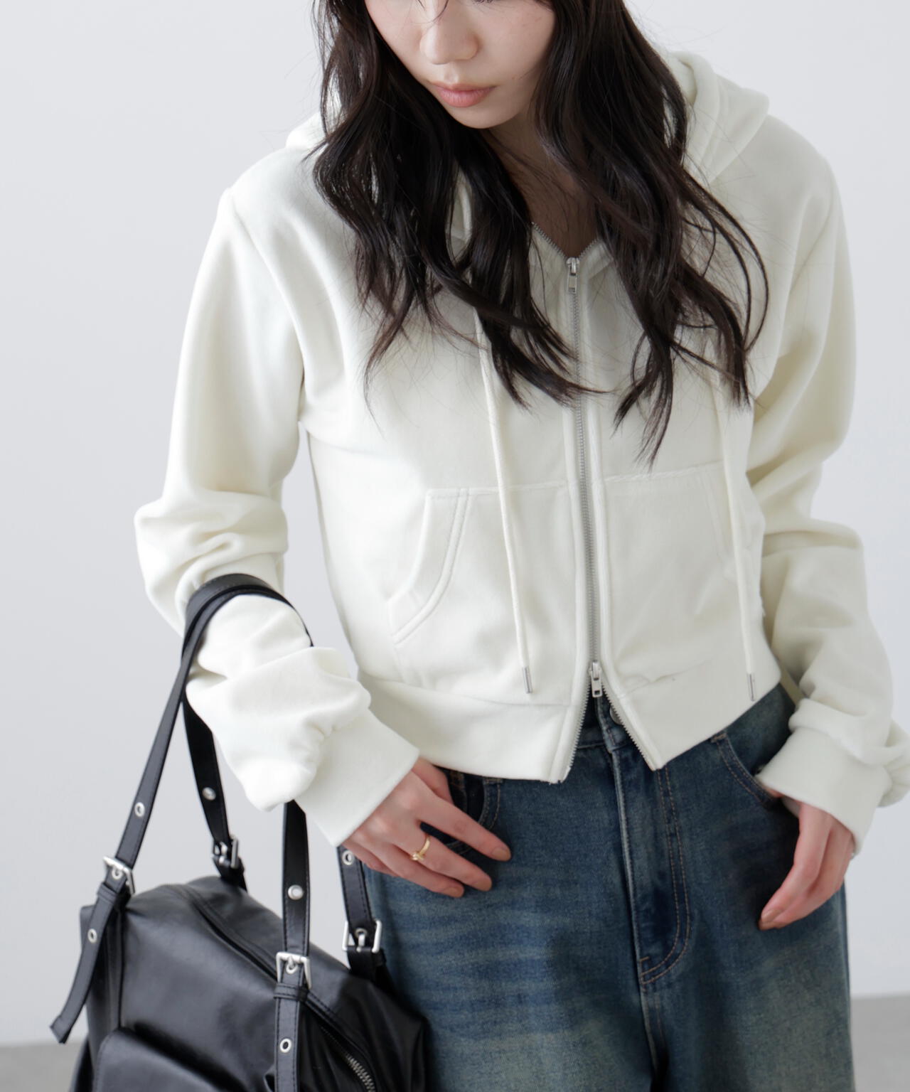 Ｗジップベロアパーカー