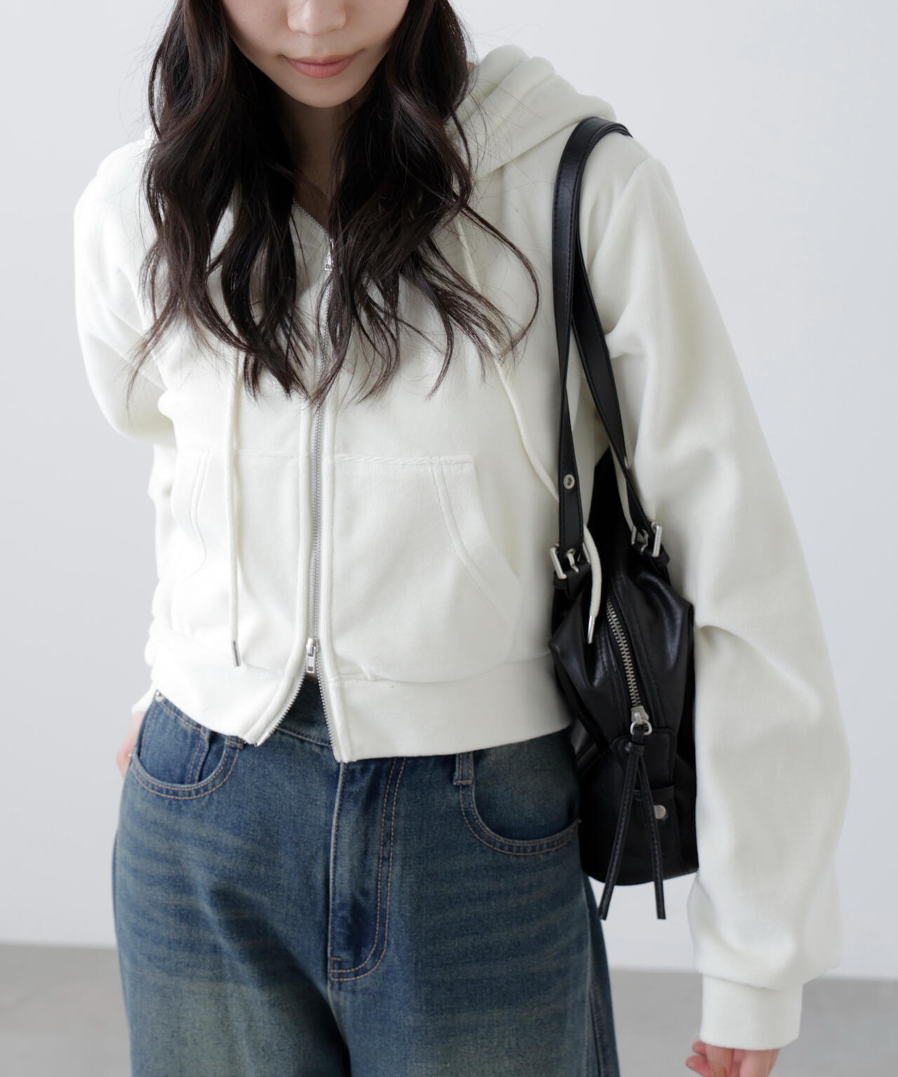 Ｗジップベロアパーカー