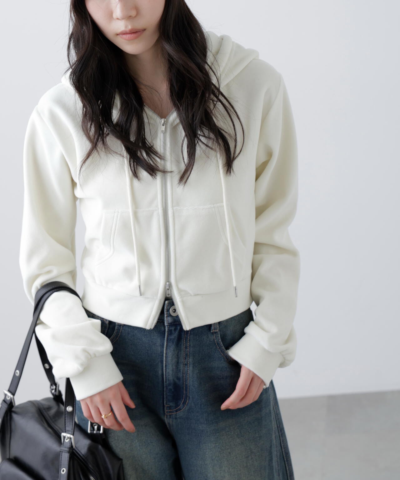 Ｗジップベロアパーカー