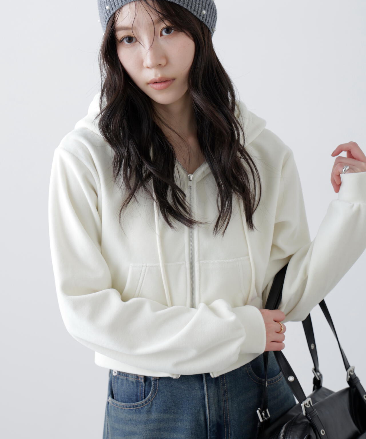 Ｗジップベロアパーカー