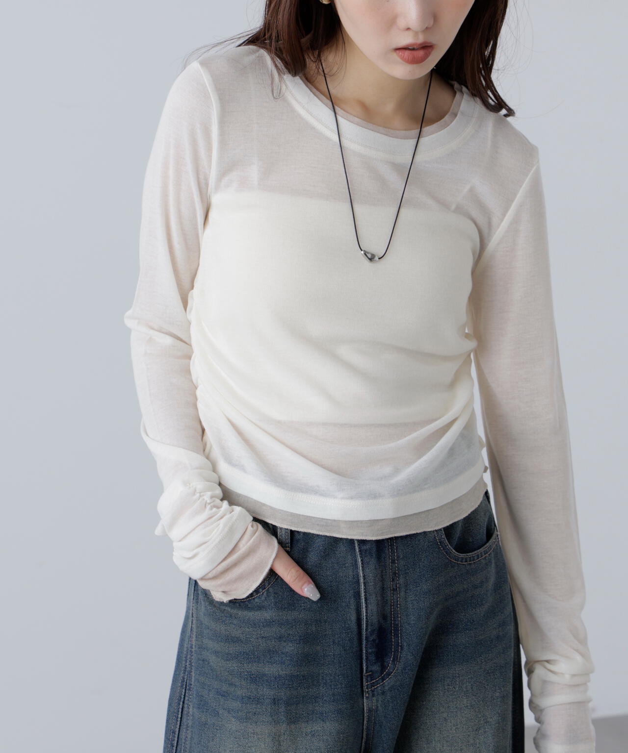 【追加生産予約】シアーテレコレイヤード風カットソー