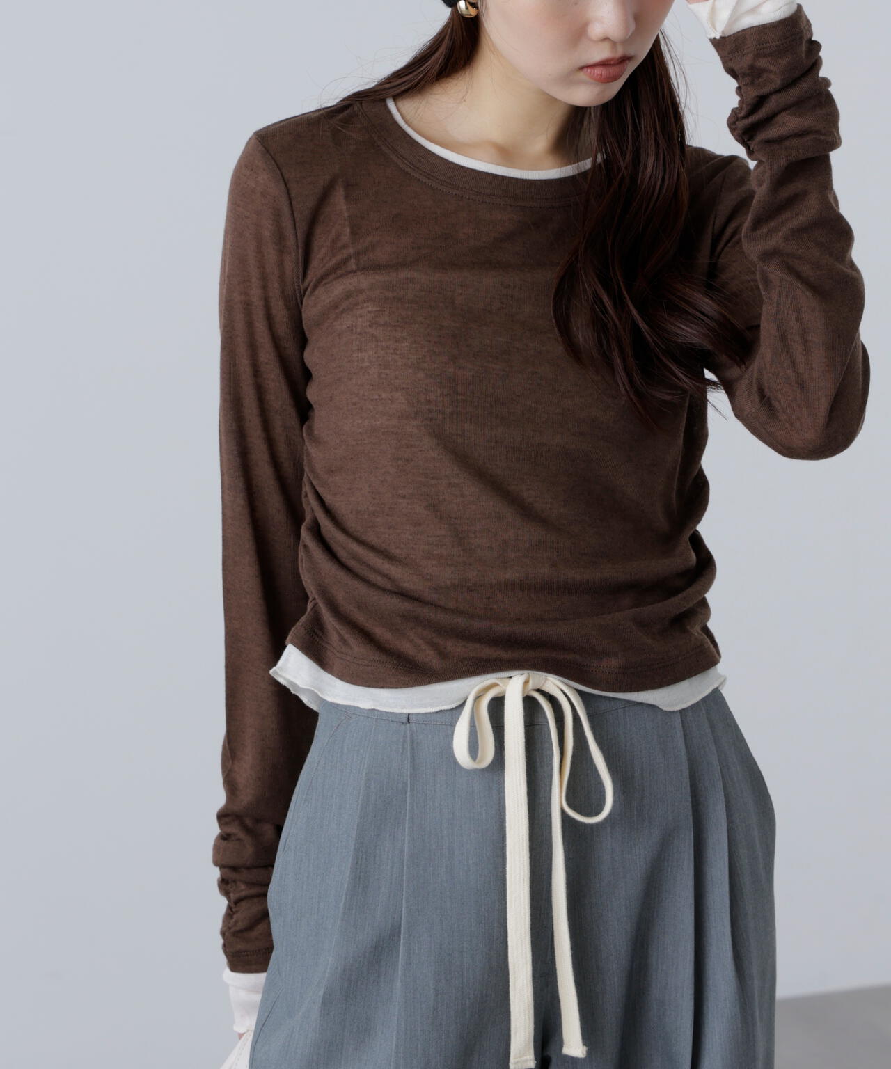 【追加生産予約】シアーテレコレイヤード風カットソー