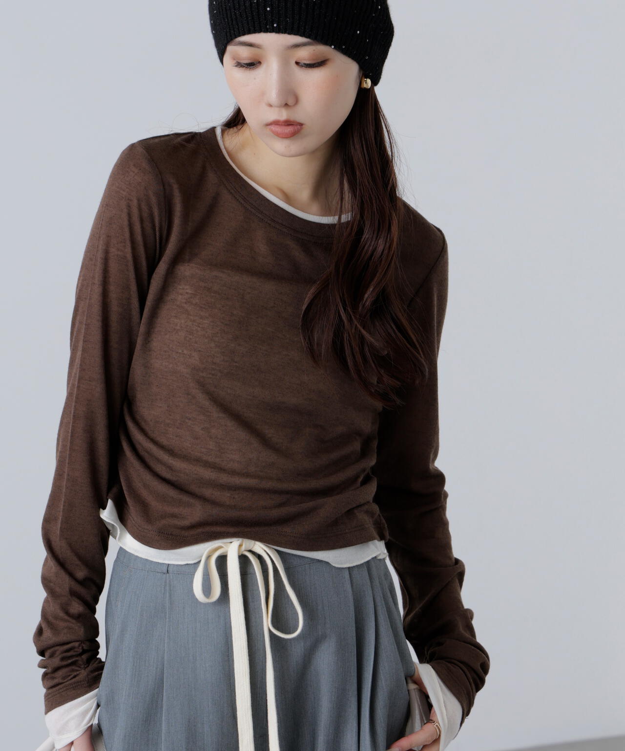 【追加生産予約】シアーテレコレイヤード風カットソー