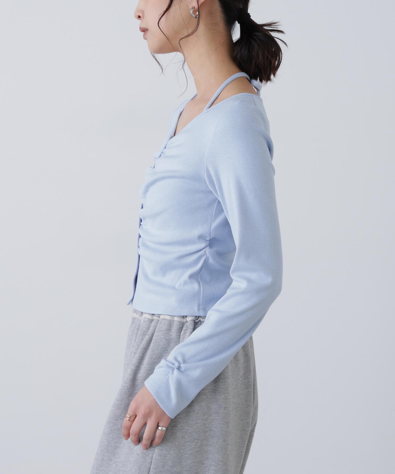 フロントギャザーデコルテカットソー