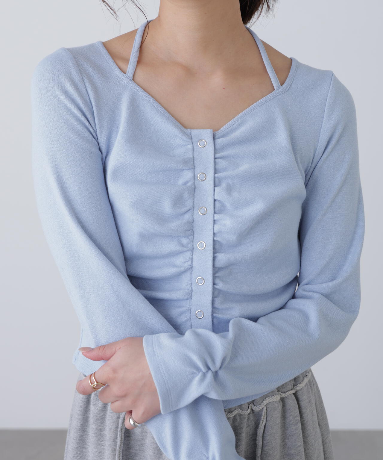 フロントギャザーデコルテカットソー