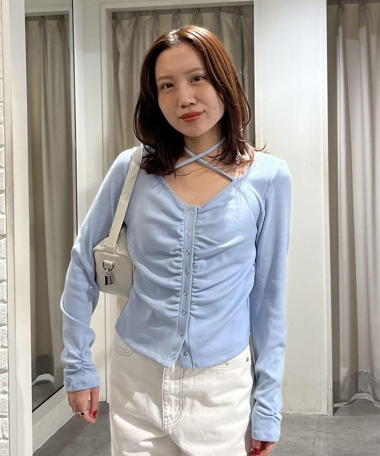 Yokochan フロントギャザーカットソー 中古・古着通販】YOKO CHAN (ヨーコチャン) フロントギャザーフリル