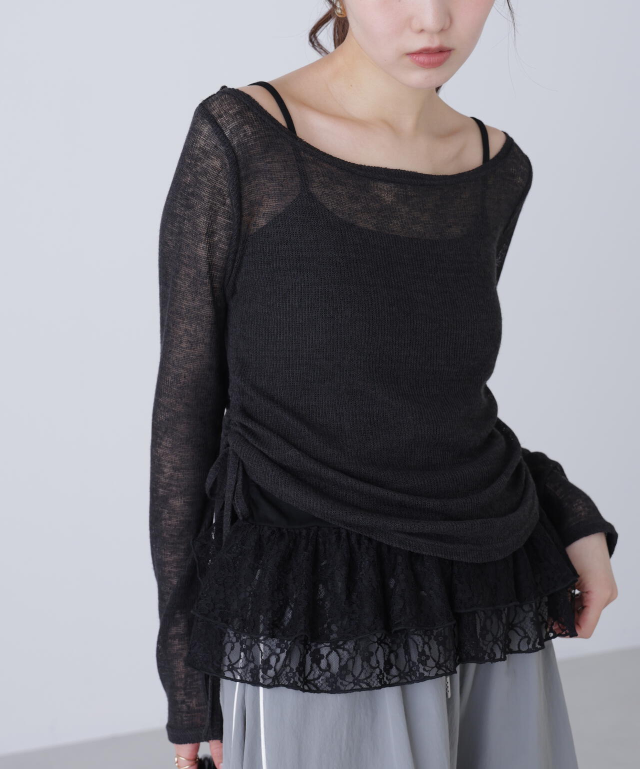 【追加生産予約】メランジドロストレースティアードキャミセット