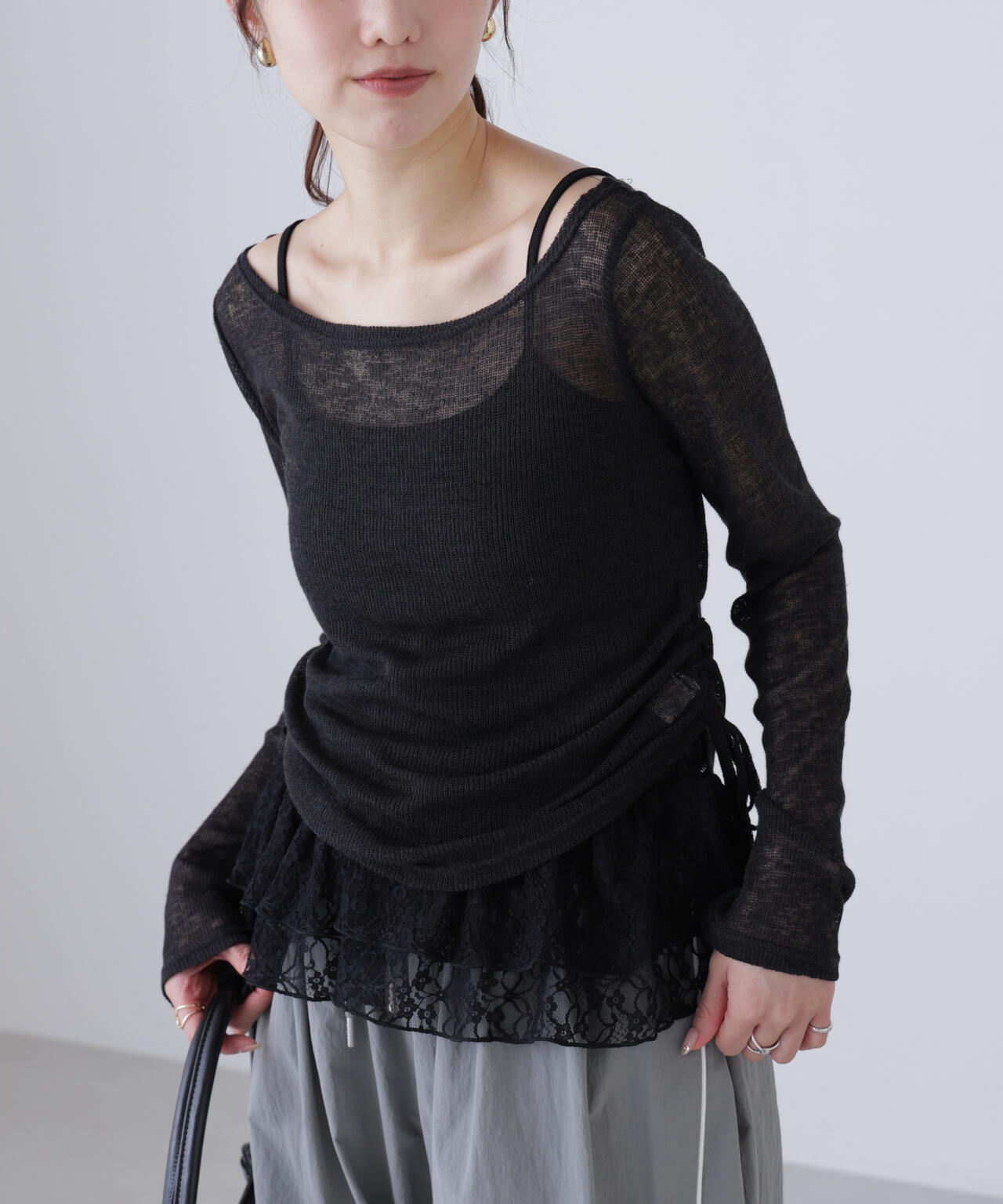 【追加生産予約】メランジドロストレースティアードキャミセット