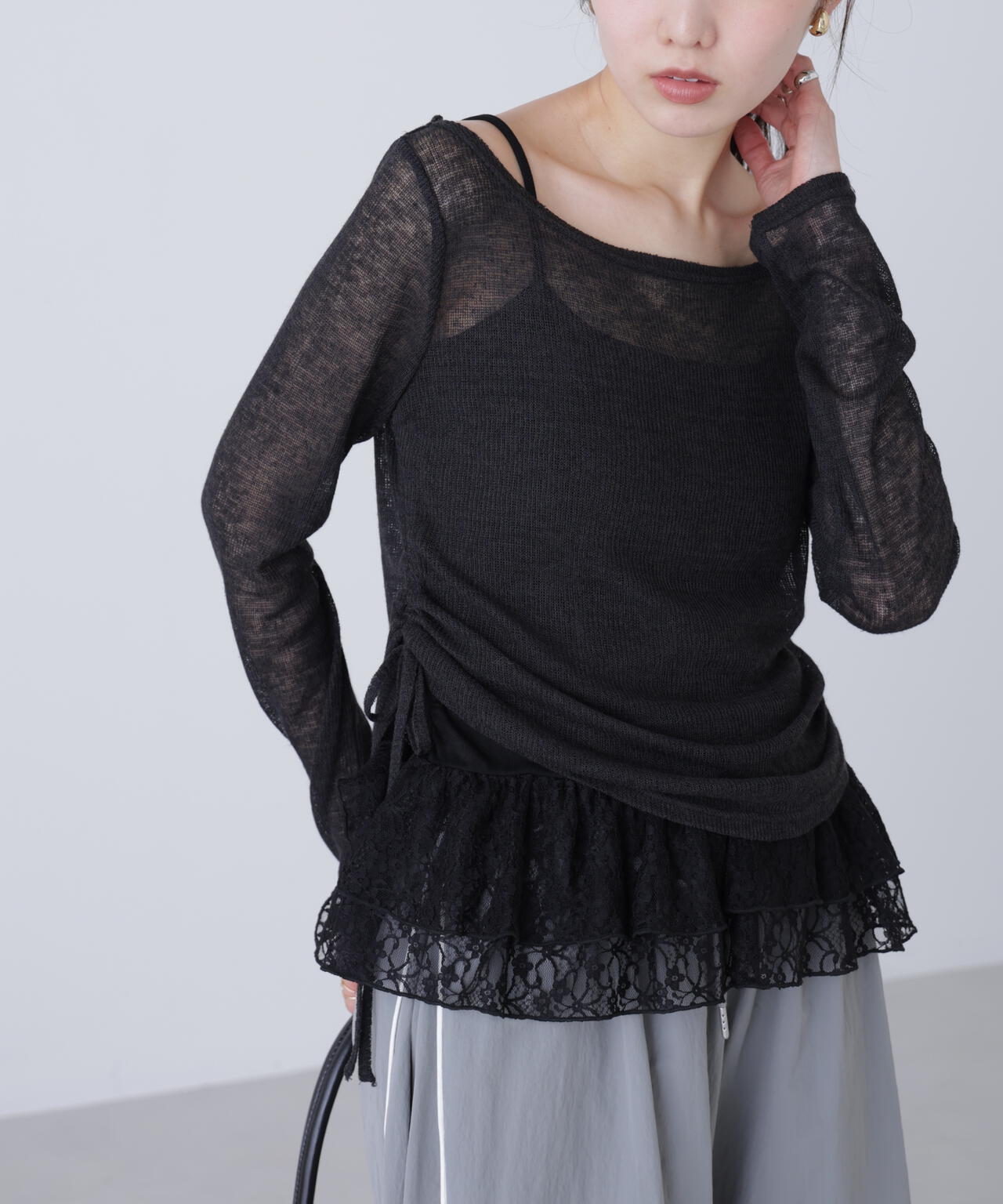 【追加生産予約】メランジドロストレースティアードキャミセット